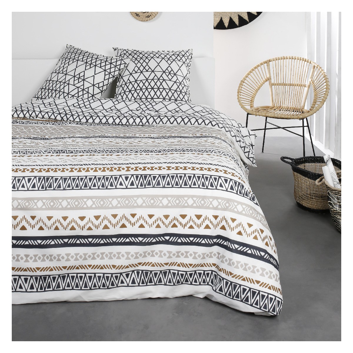 Printed cotton bedding set TODAY LINGE DE MAISON White