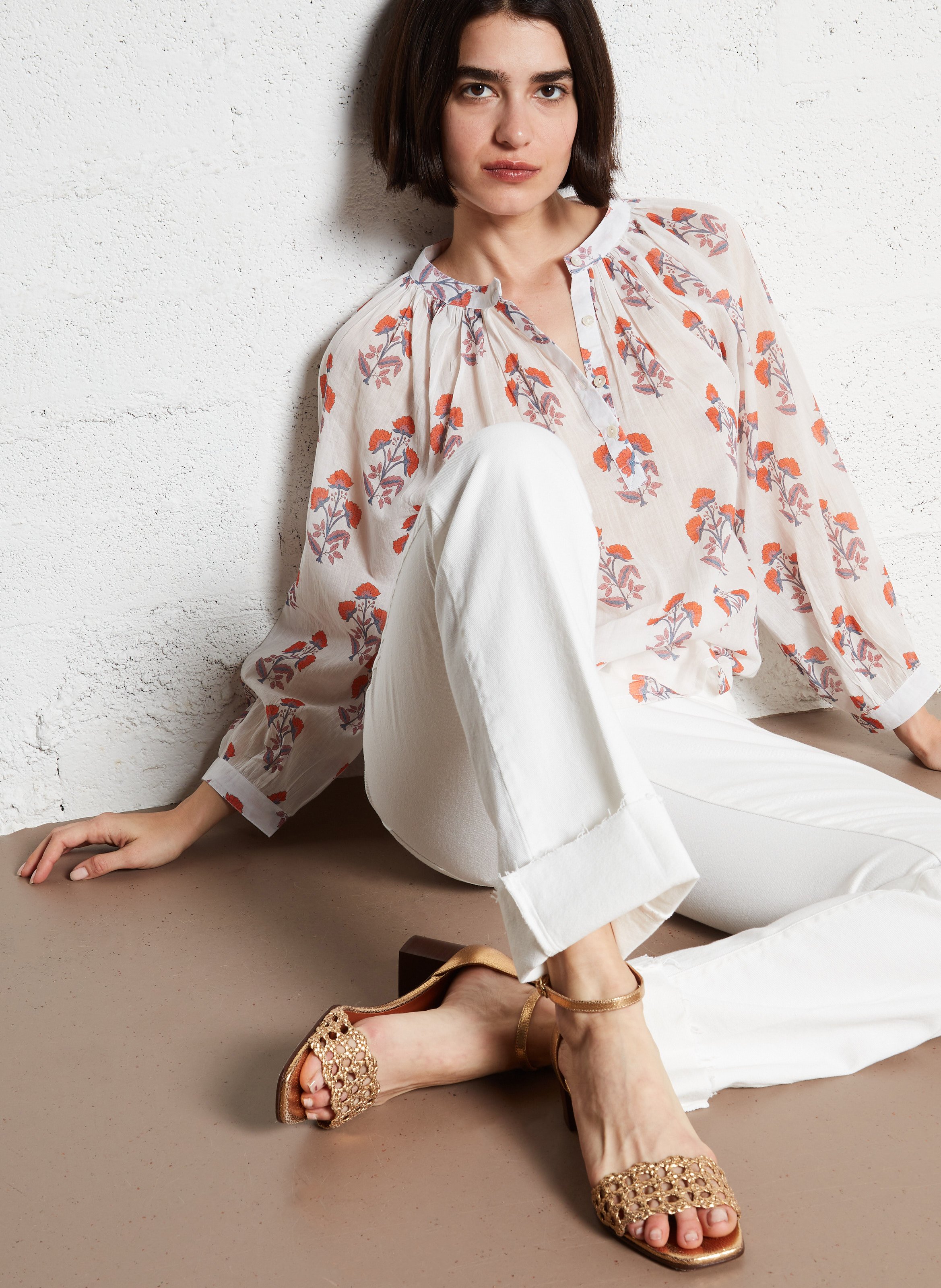 Sandales en cuir craquelé RIVECOUR Doré