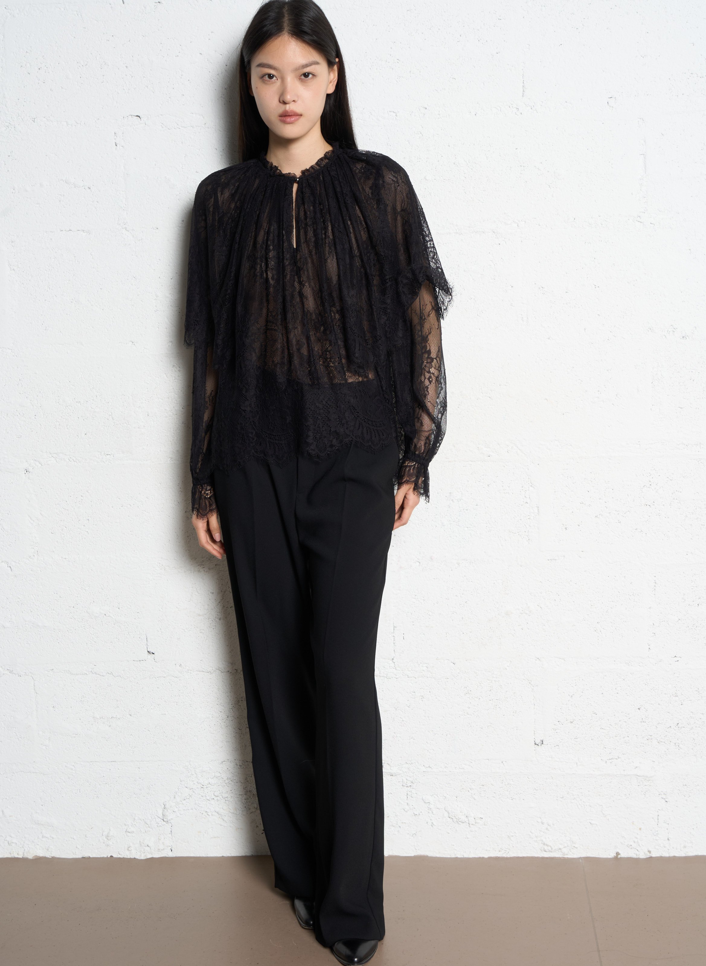 Straight-cut lace top IKKS Black