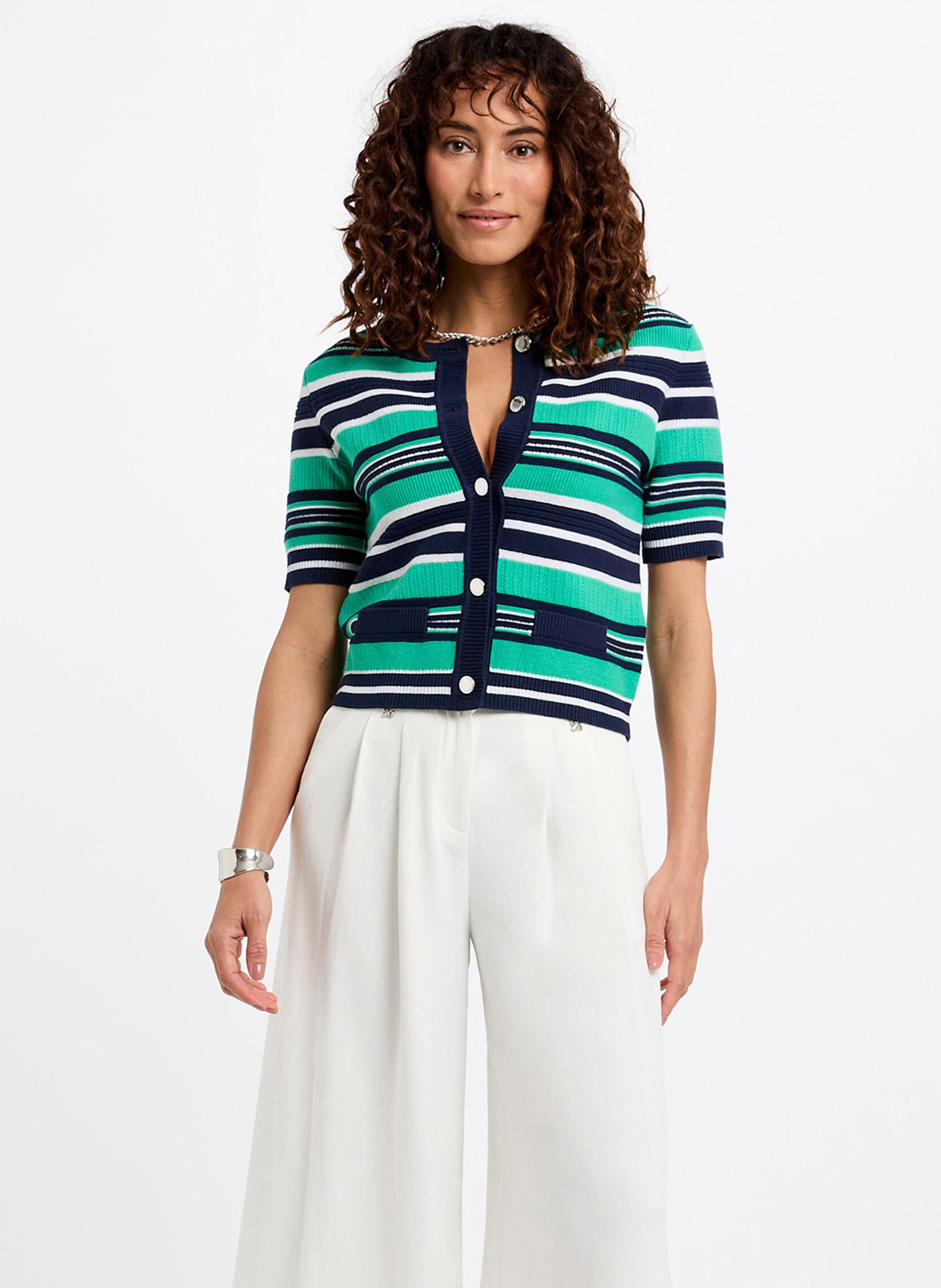 Striped seaside-inspired cardigan with wool MORGAN Multicolored