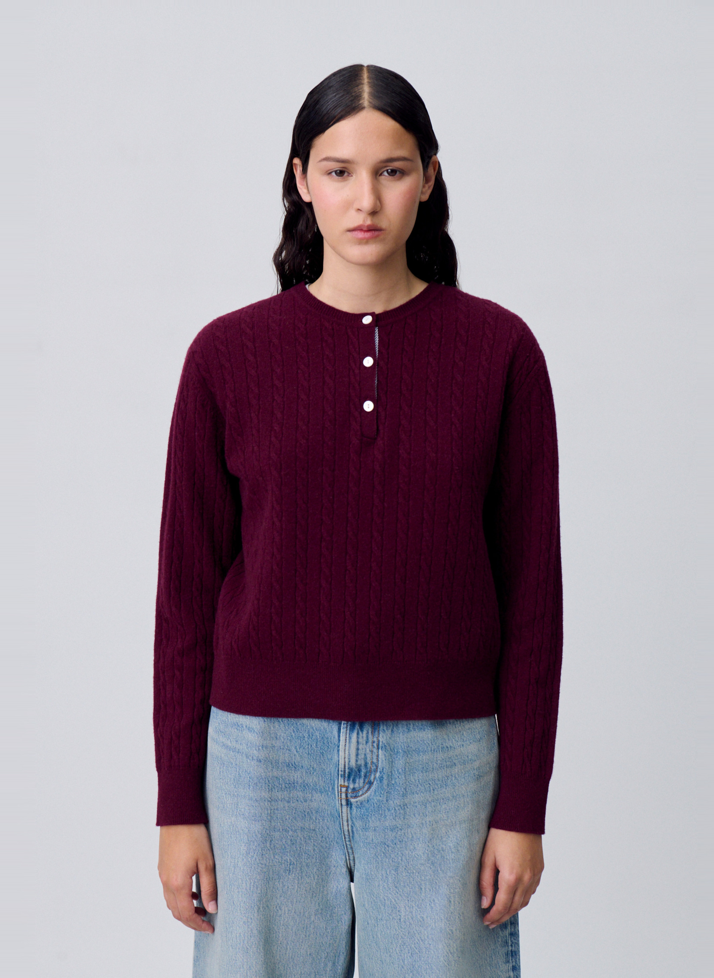 Pull droit en maille tressée CLAUDIE PIERLOT Rouge