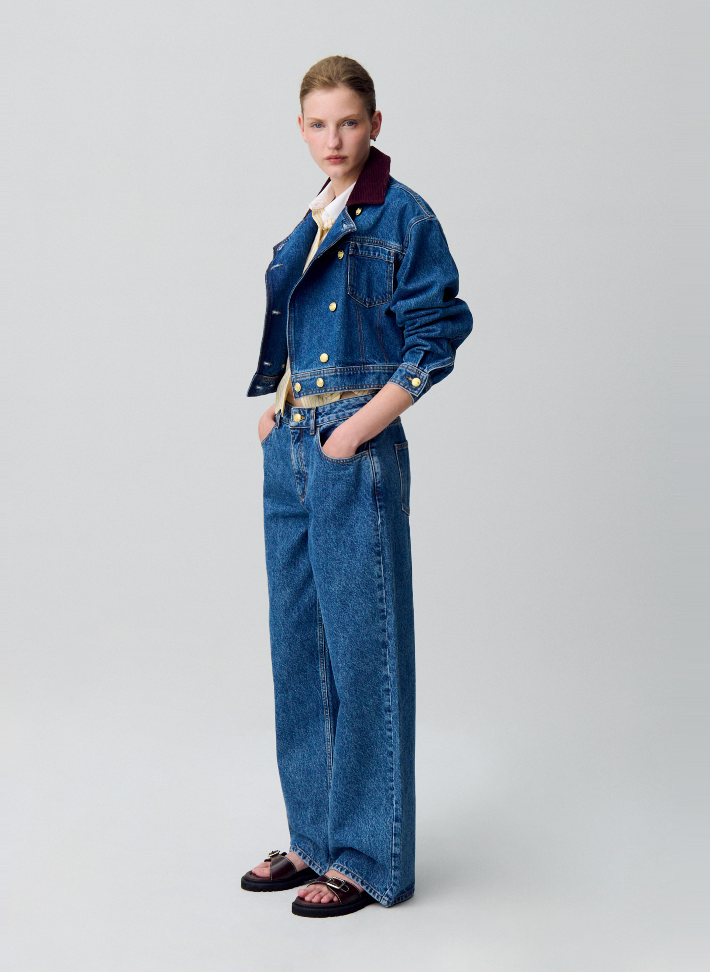 Jean droit en coton CLAUDIE PIERLOT Bleu