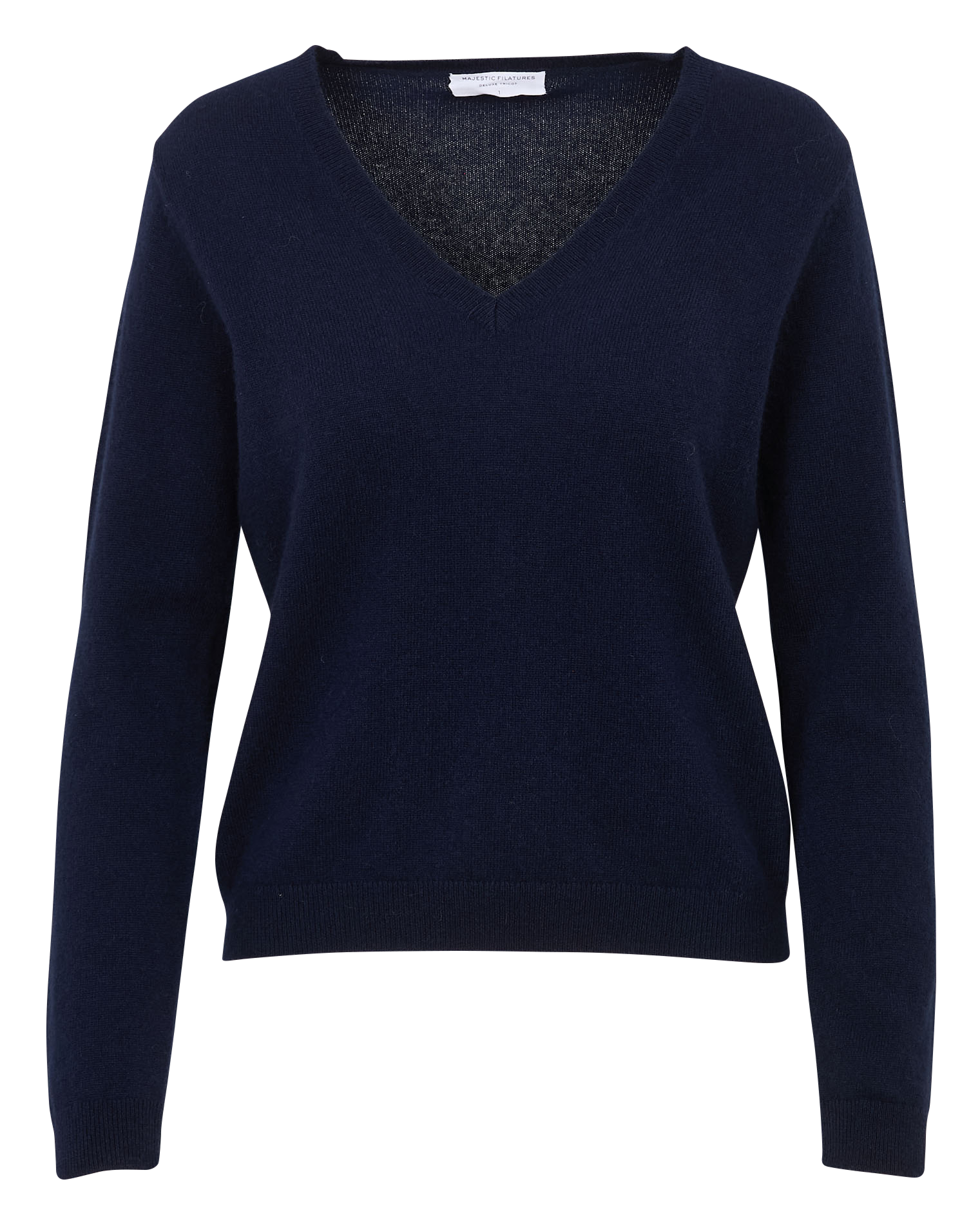 Pull col V en cachemire MAJESTIC FILATURES Bleu