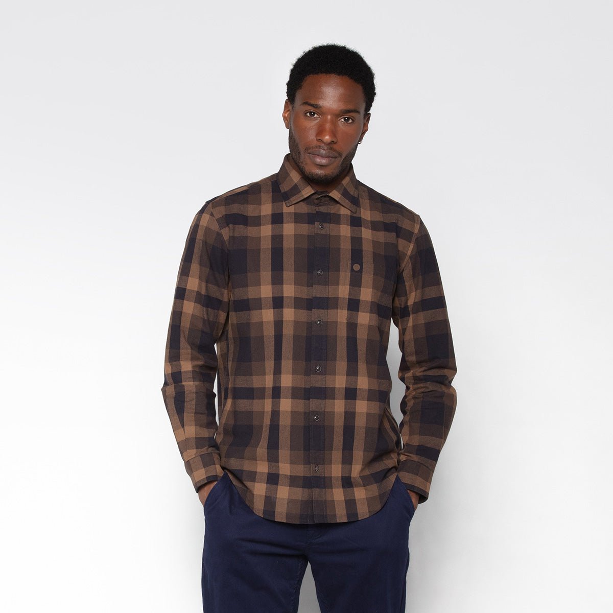 Checked long-sleeved shirt SERGE BLANCO Brown