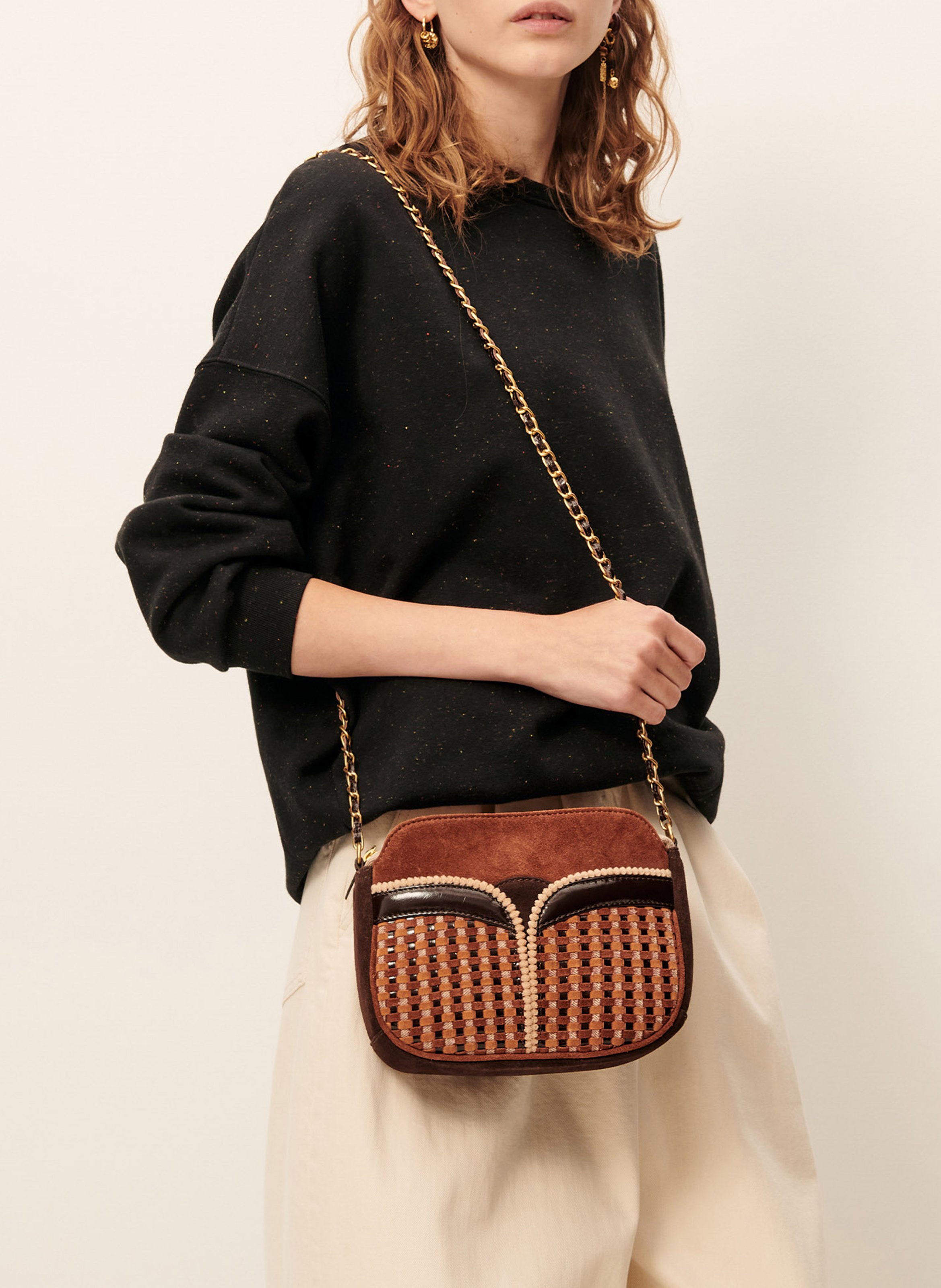 Round-neck cotton-blend sweatshirt SESSUN Black