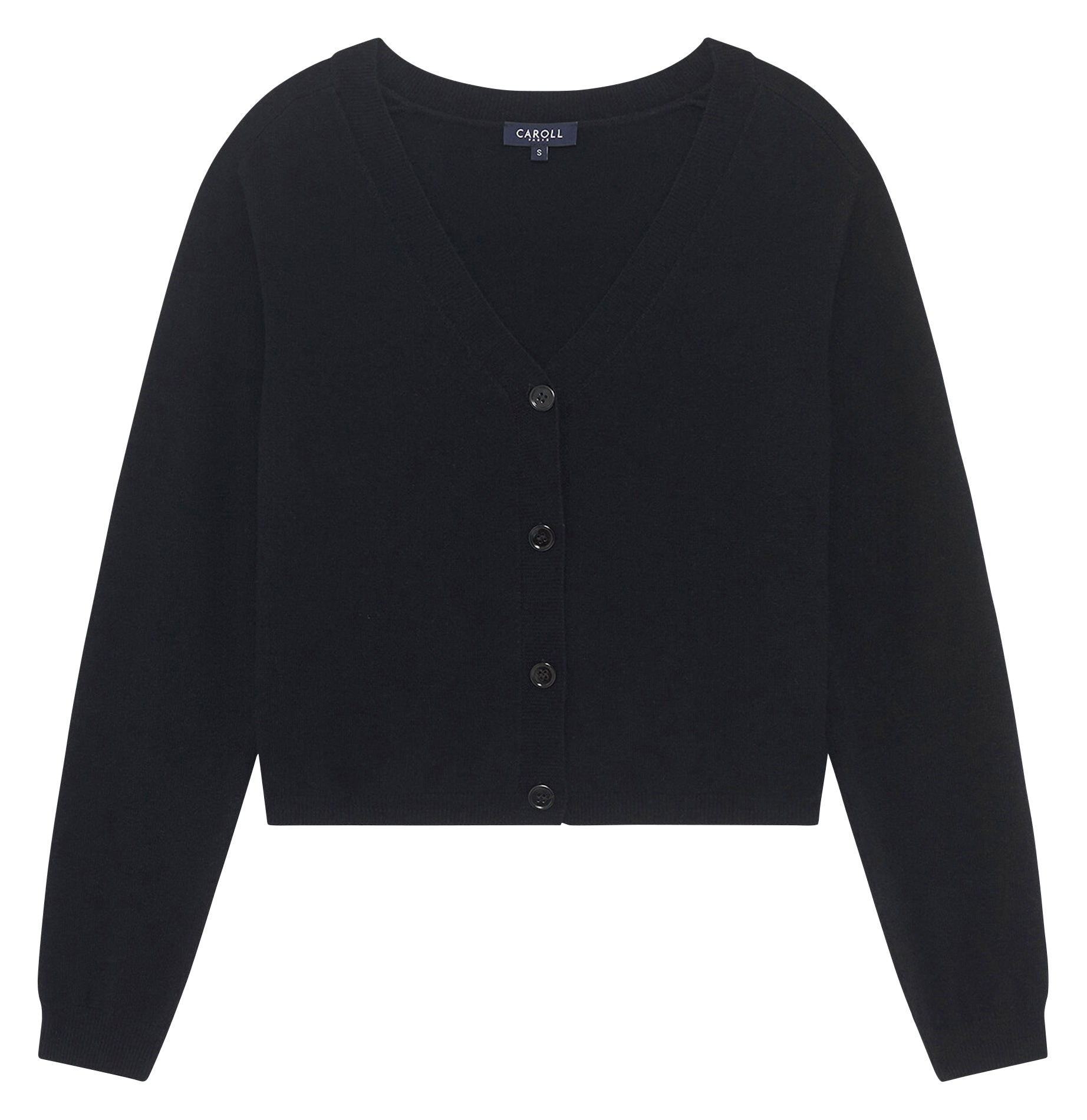 Gilet col V en laine CAROLL Noir