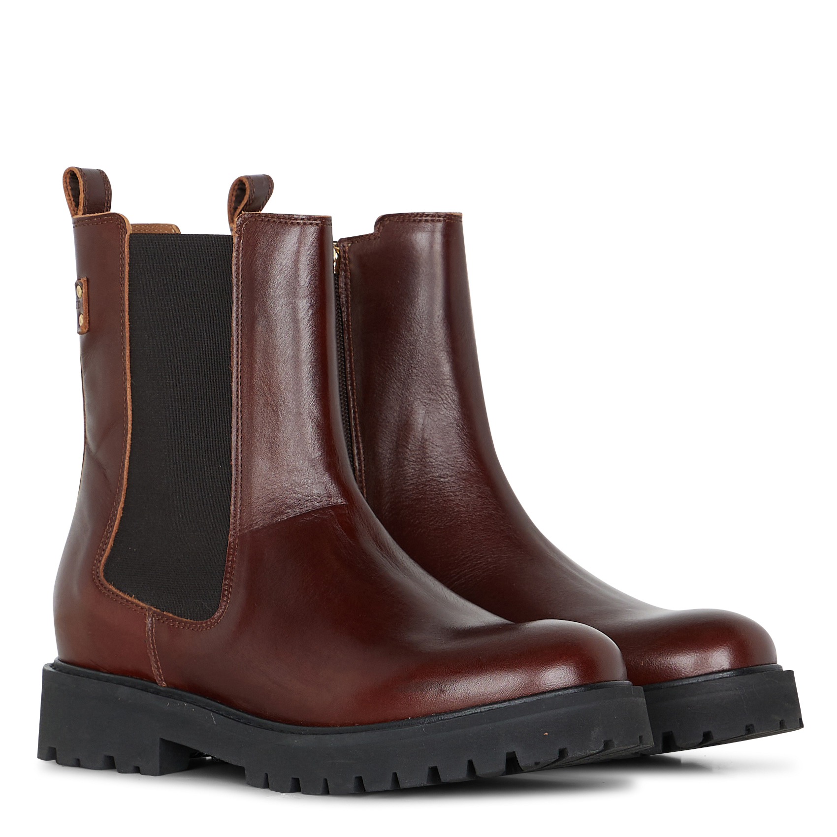 Effen leren enkellaarzen met textuur MAISON TOUFET Bruin