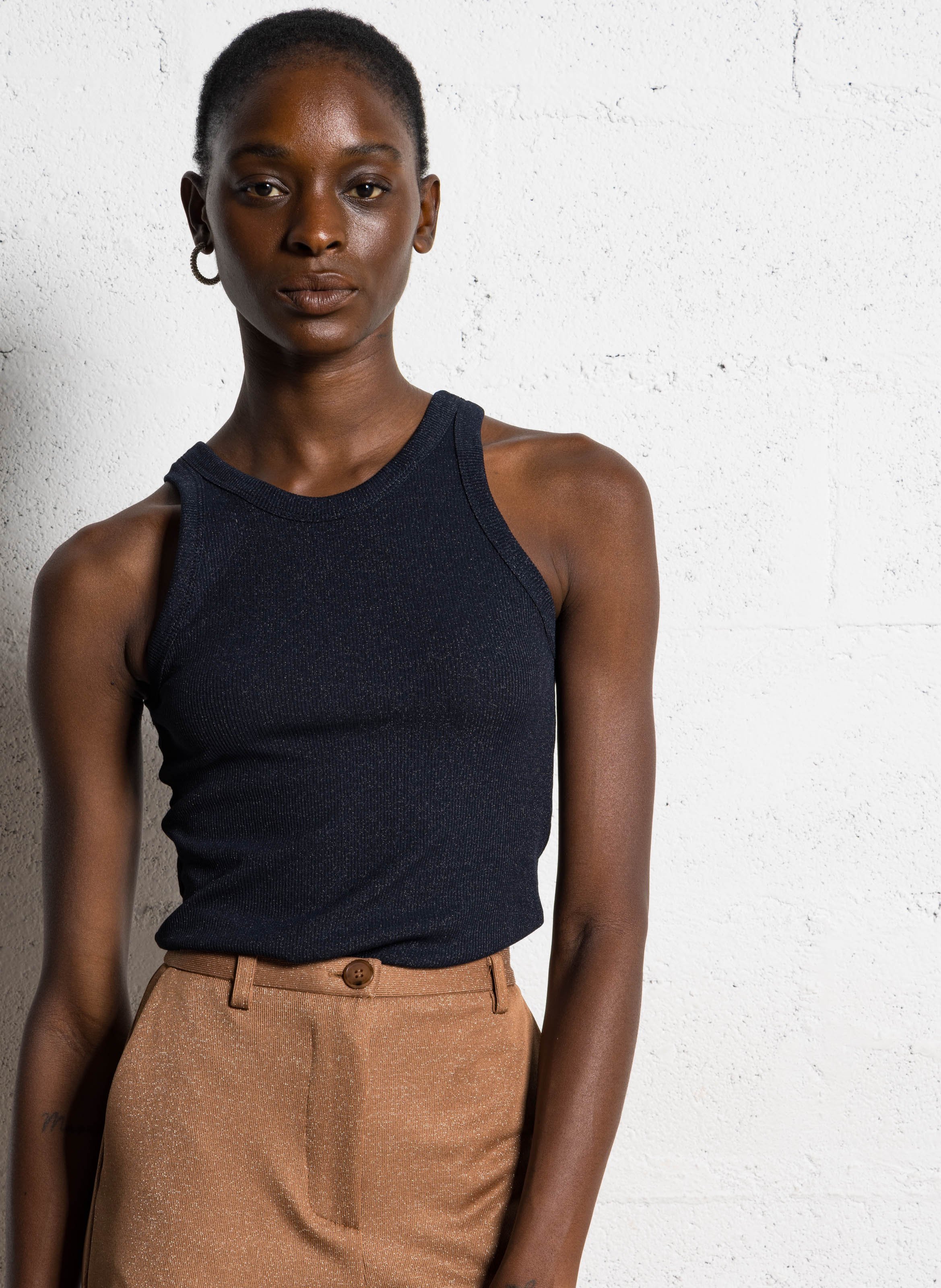 Round-neck glitter tank top IMPERIAL Blue