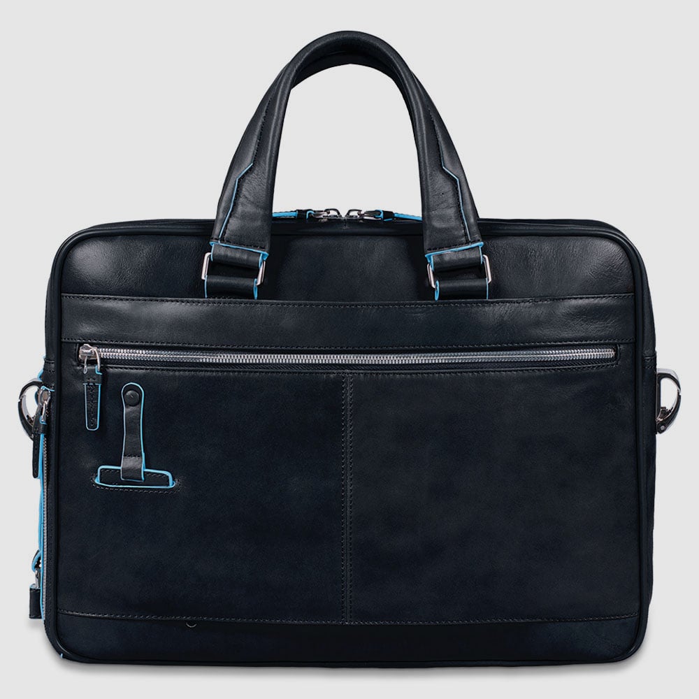 Grained faux leather laptop bag PIQUADRO Blue