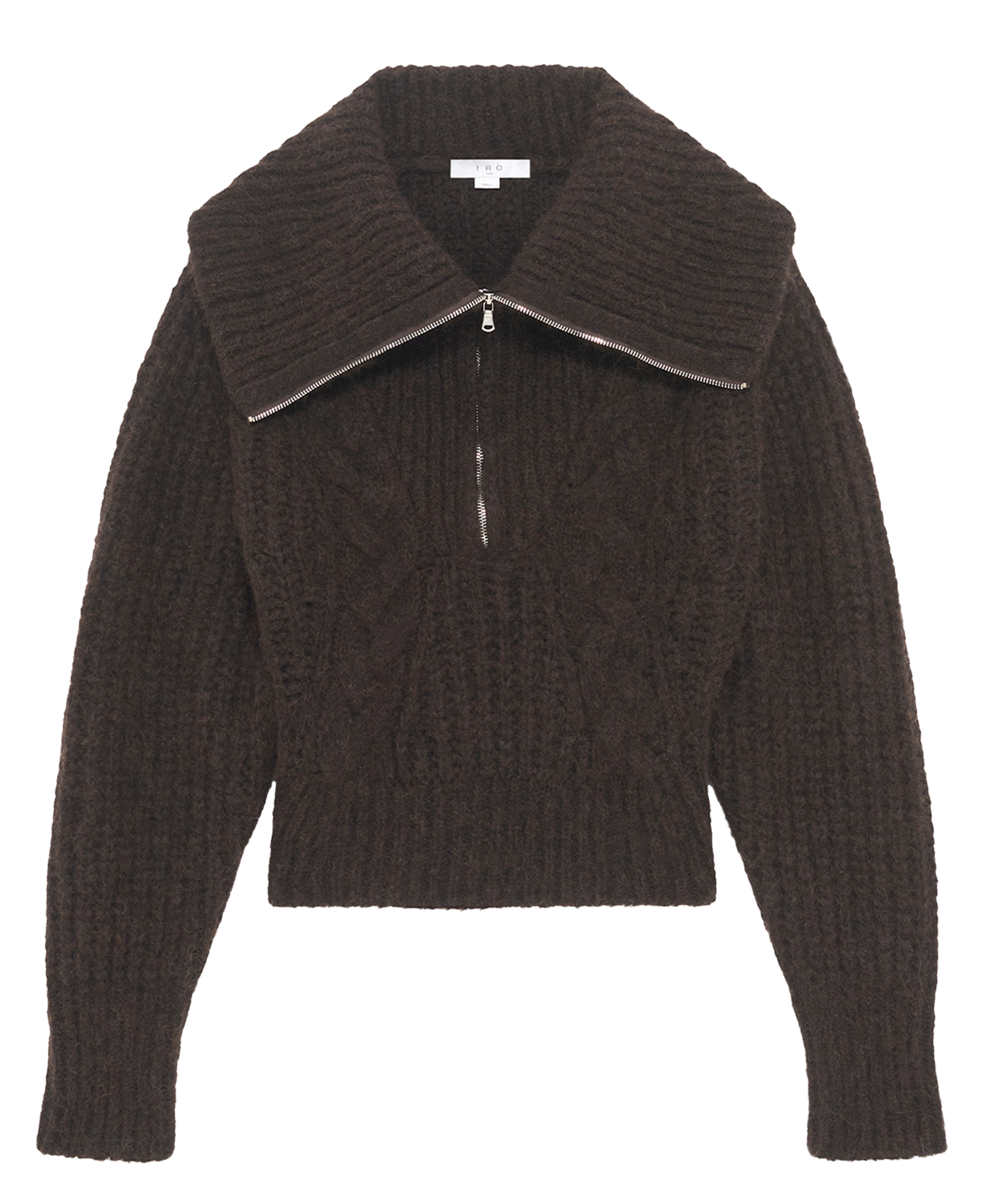 Pull col zippé en maille unie IRO Marron