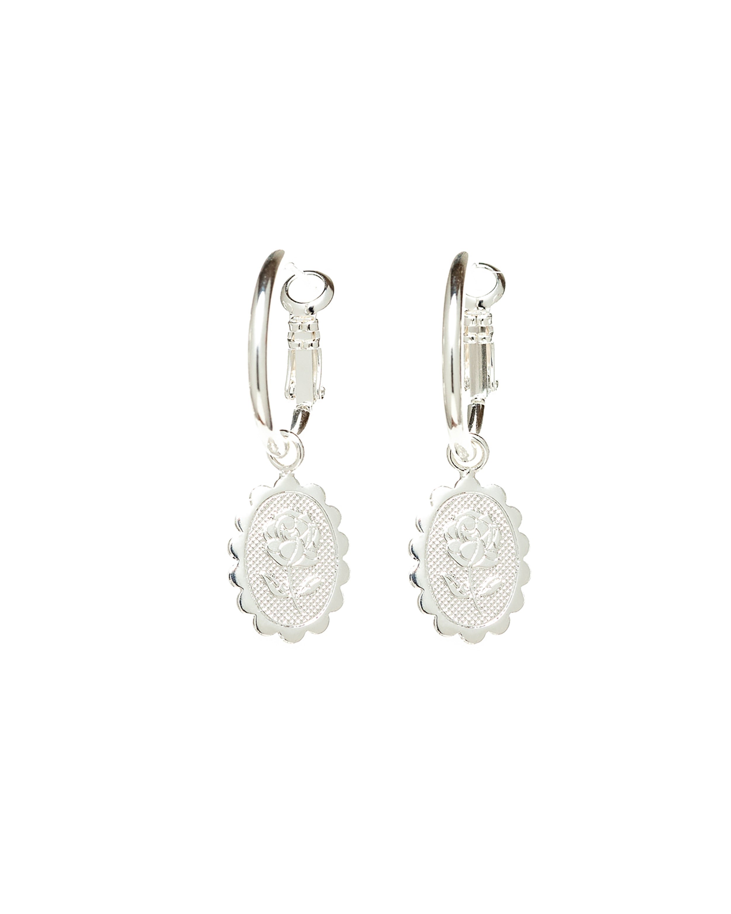 Small gold-plated fine gold hoop earrings with flower design MONSIEUR SIMONE