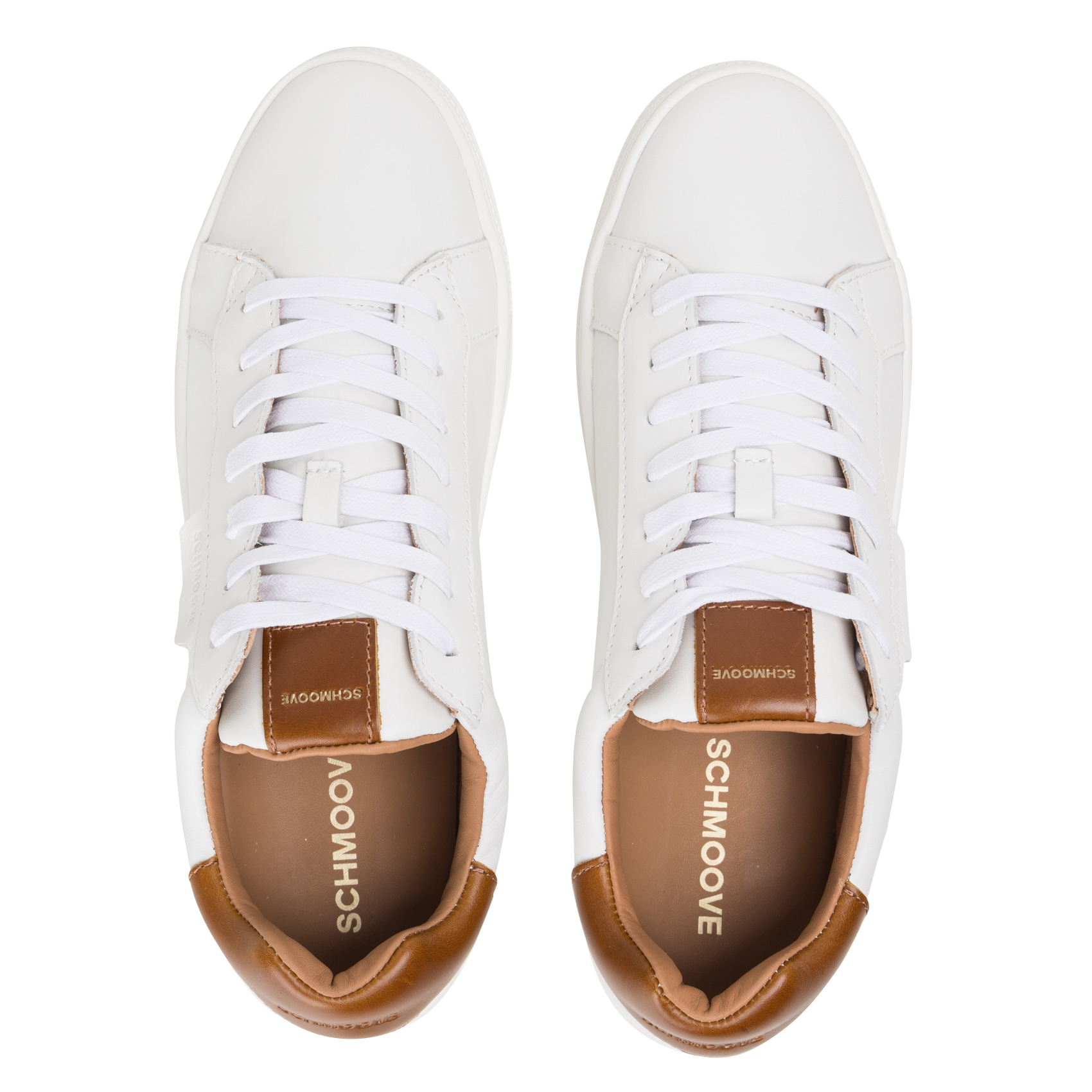 Baskets basses à lacets en cuir usé SCHMOOVE Blanc