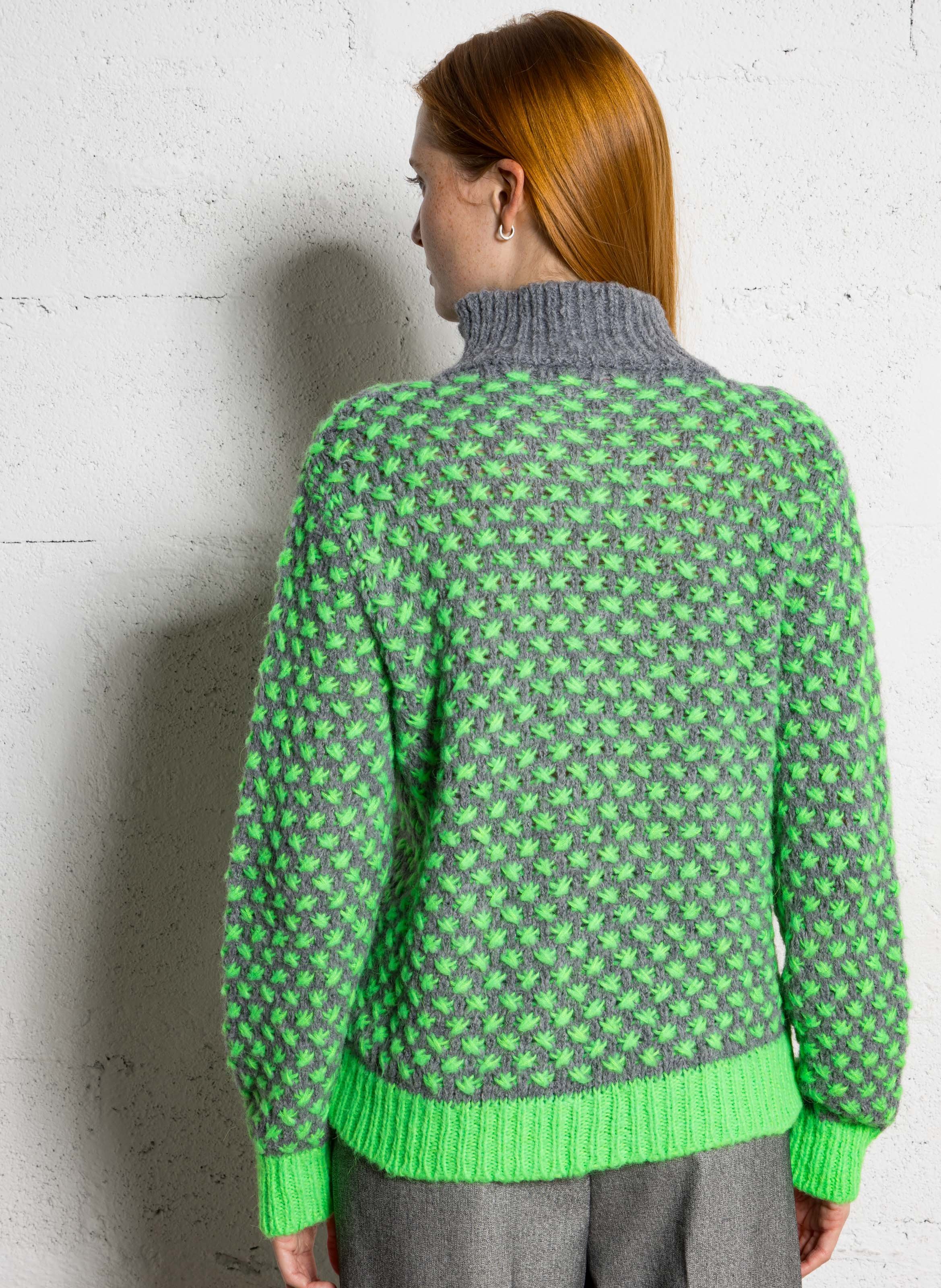 Oversize-Pullover mit Stehkragen DR BLOOM Silber