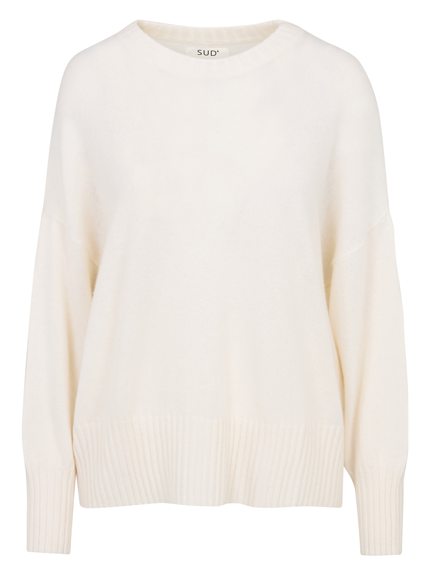 Pull oversize col rond en cachemire SUD EXPRESS Blanc