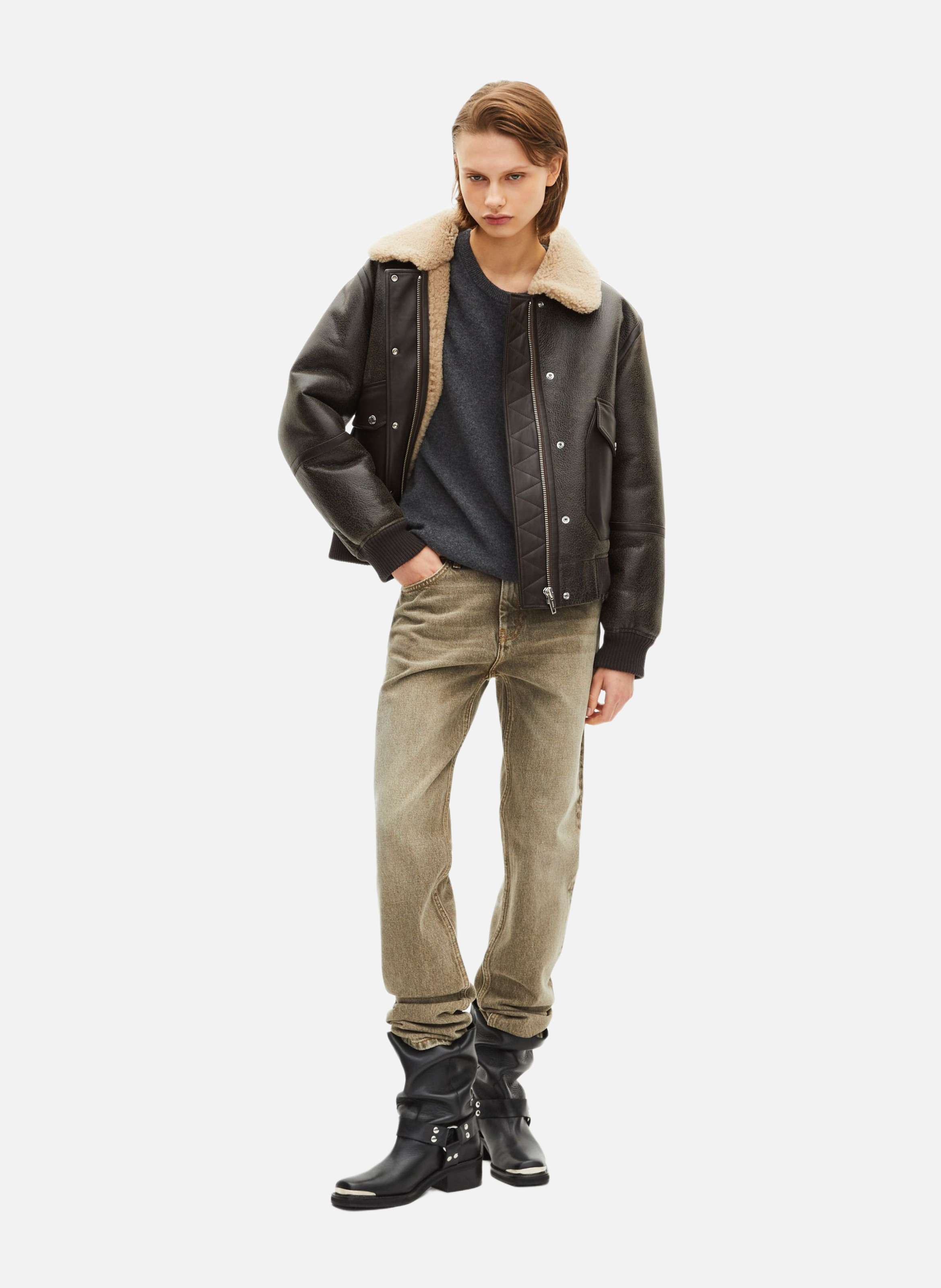 Short shearling coat THE KOOPLES Brown