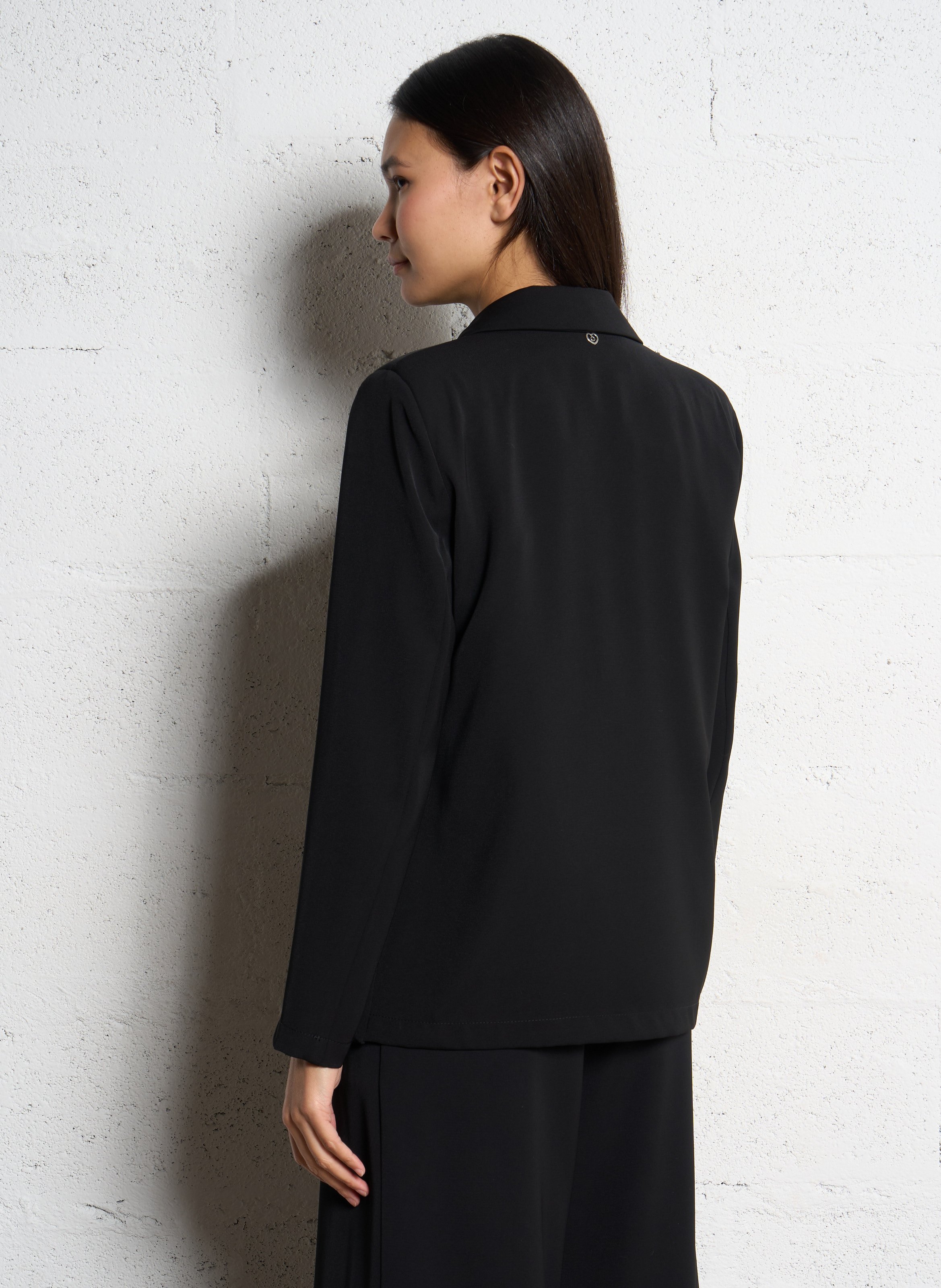 Solid tailored fluid blazer PLEASE Black