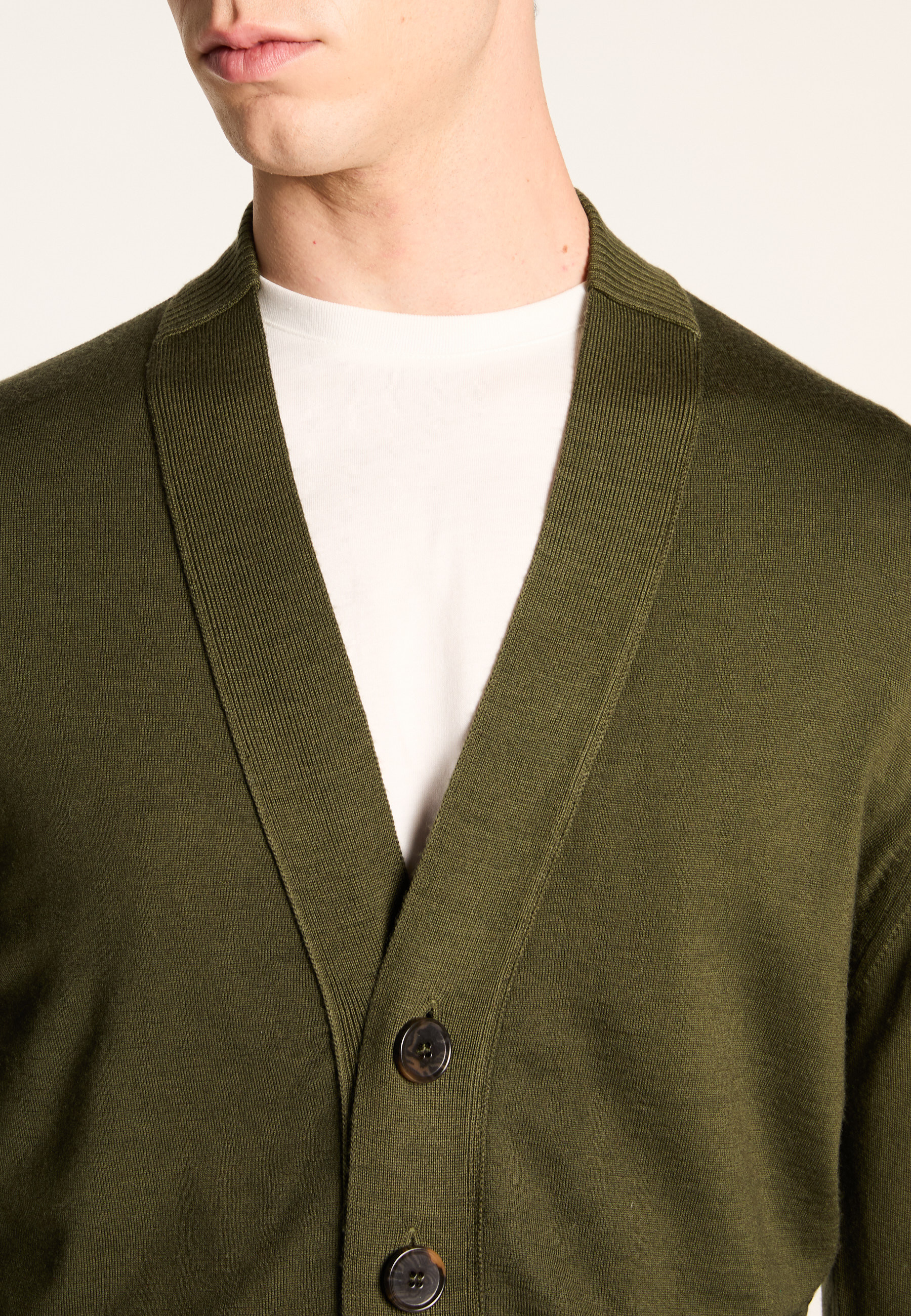 Merino wool cardigan MAISON MONTAGUT Khaki