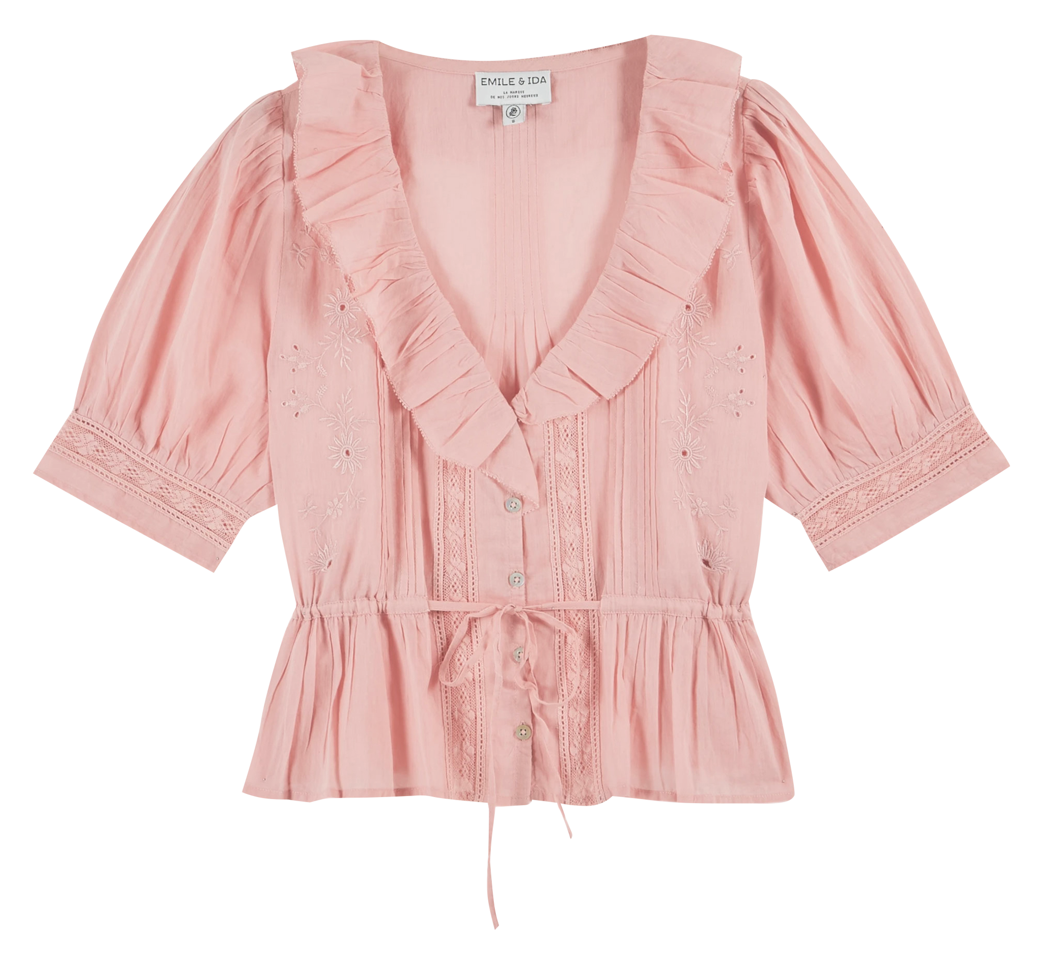 Round neck top in organic cotton DAMOISEAU Rose indien