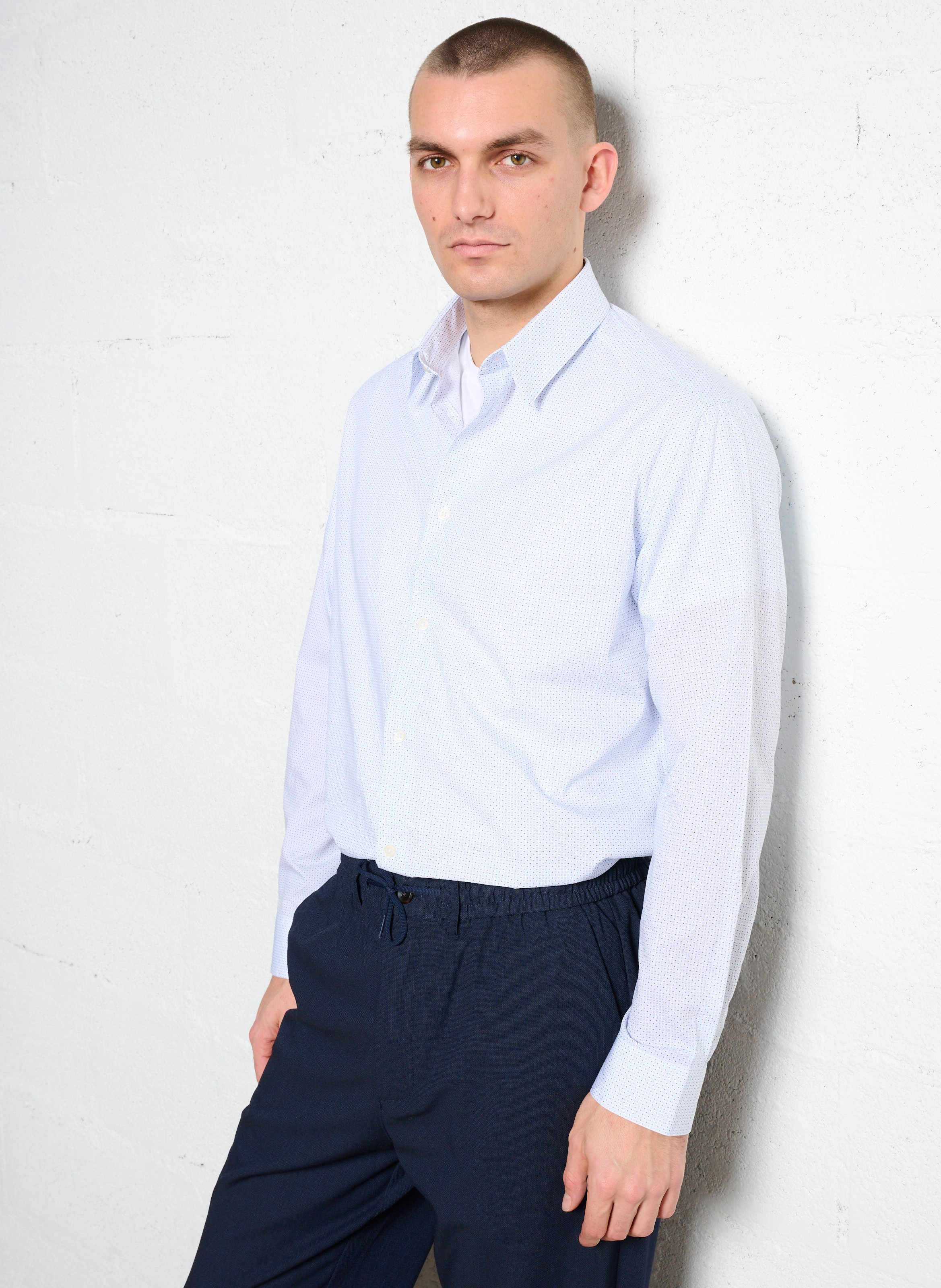 Chemise droite col classique en coton imprimé AU PRINTEMPS PARIS