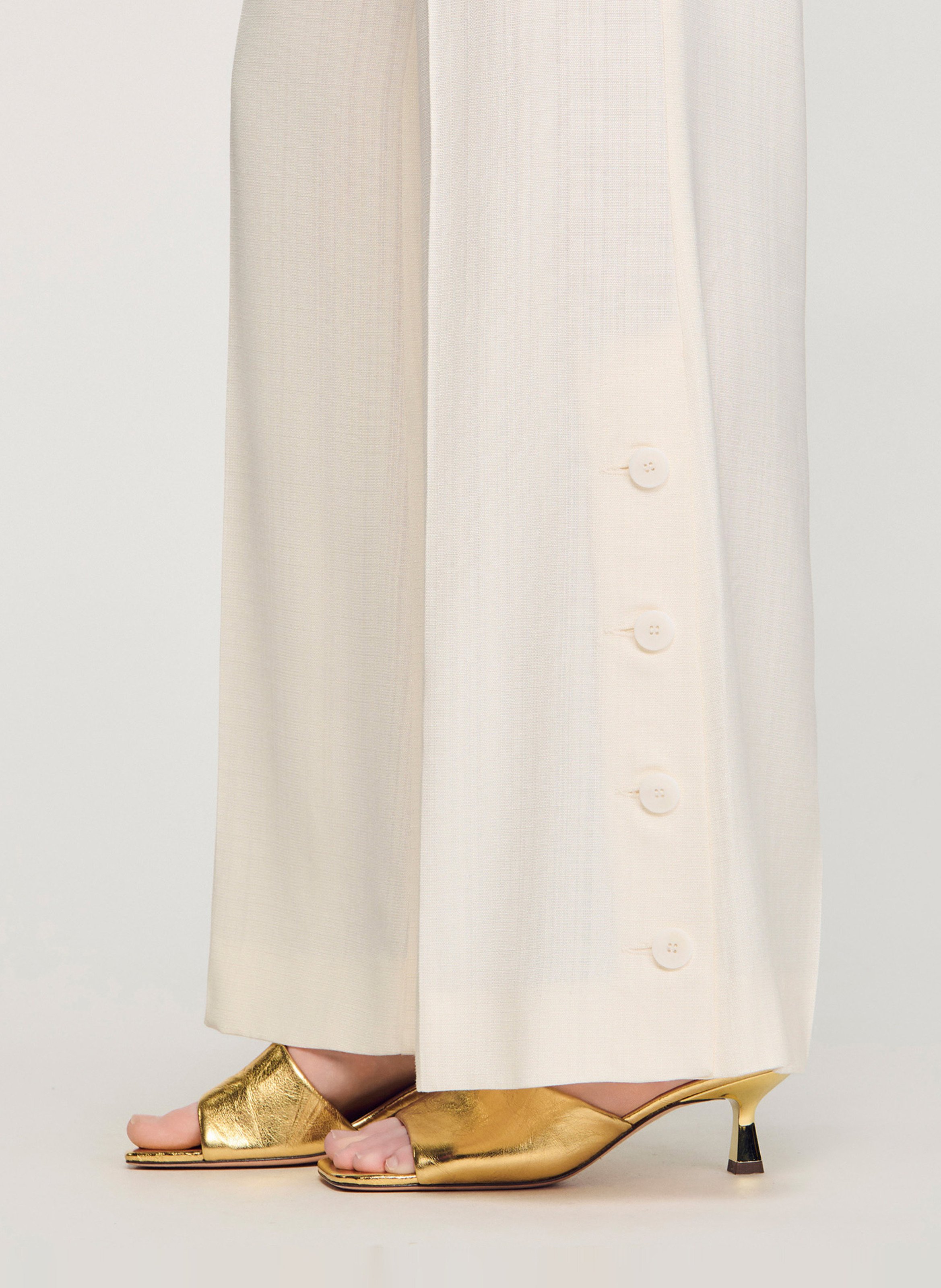 Pantalon taille haute large uni SANDRO Beige