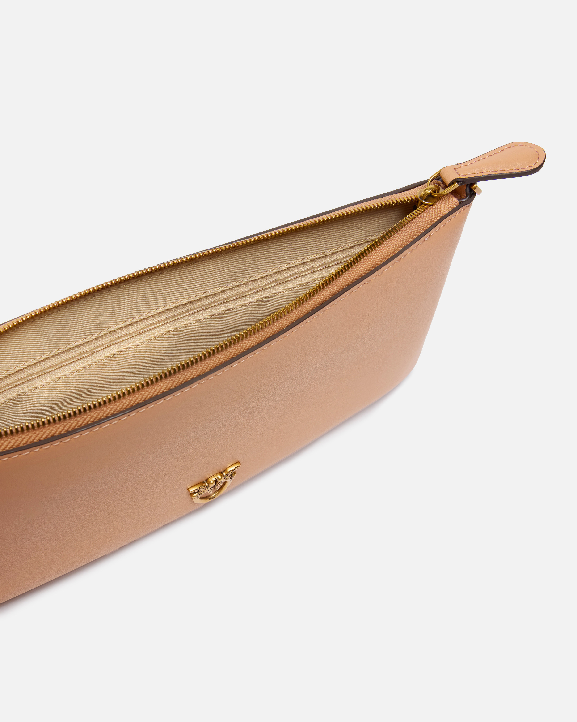 Horizontal flat leather bag PINKO Pink