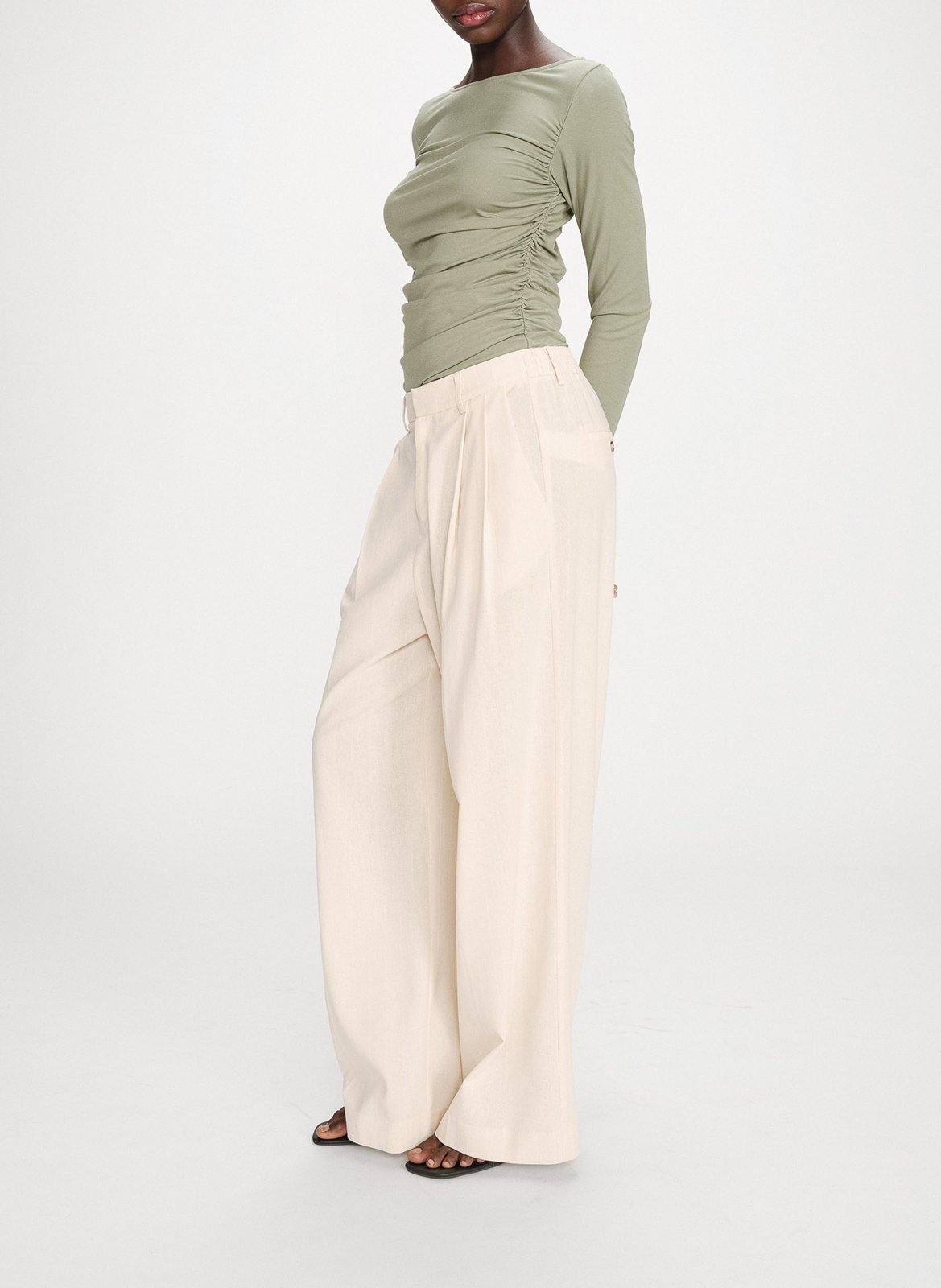 Pantalon large à rayures GRACE ET MILA Jaune