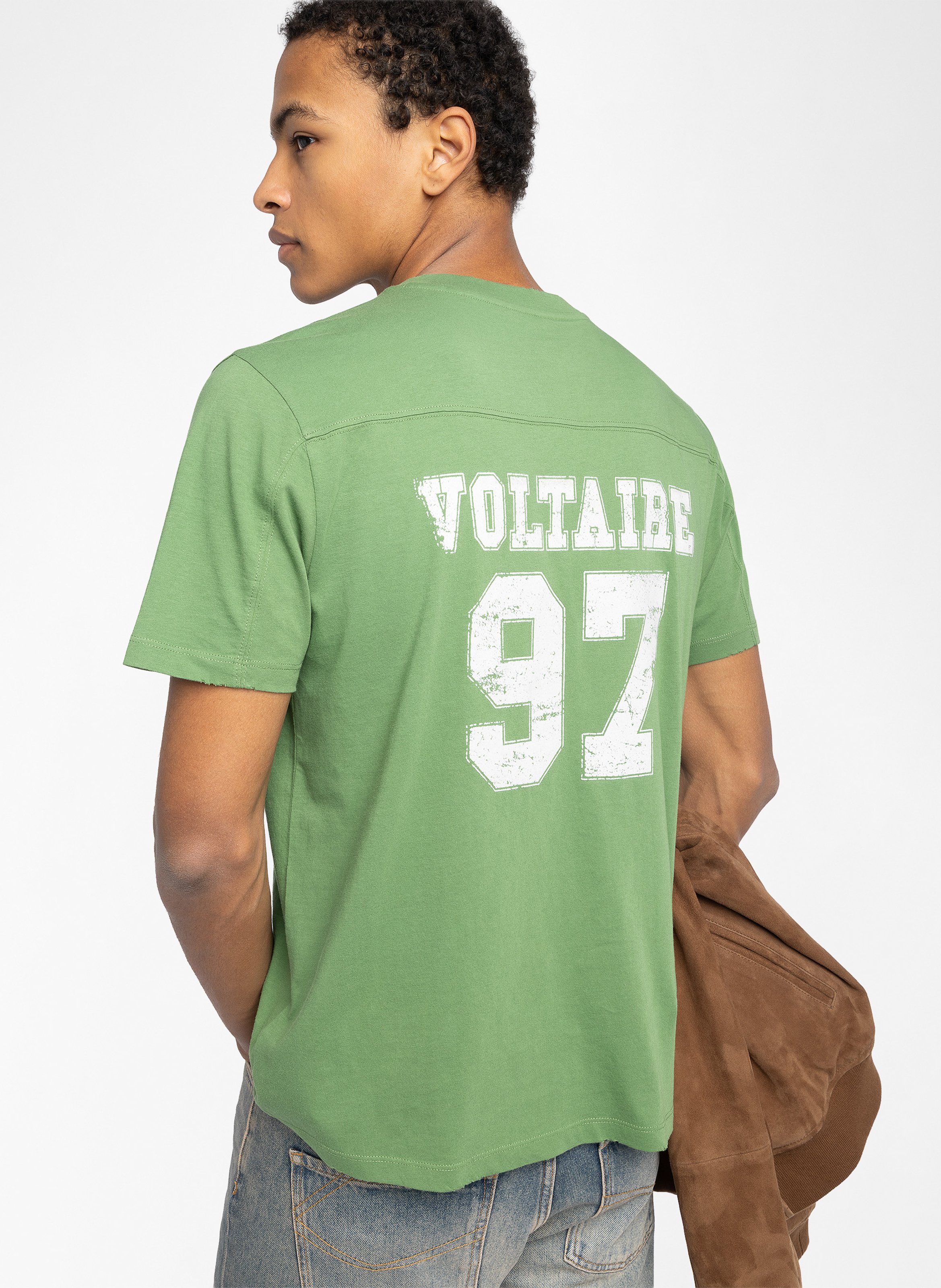Tee-shirt droit col rond en coton sérigraphié ZADIG&VOLTAIRE Vert