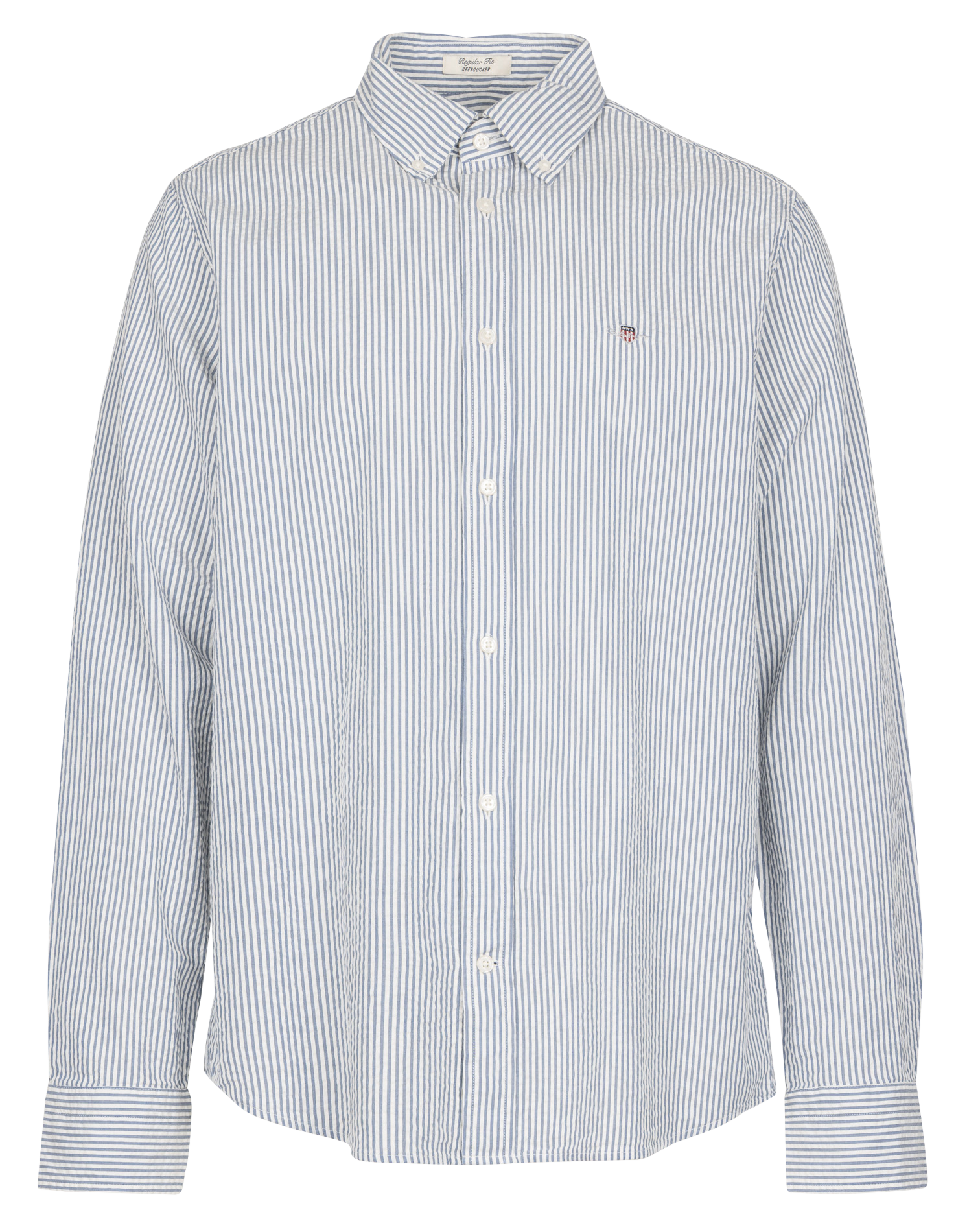 Overhemd met regular fit, button-down kraag en strepen van katoen GANT Blauw
