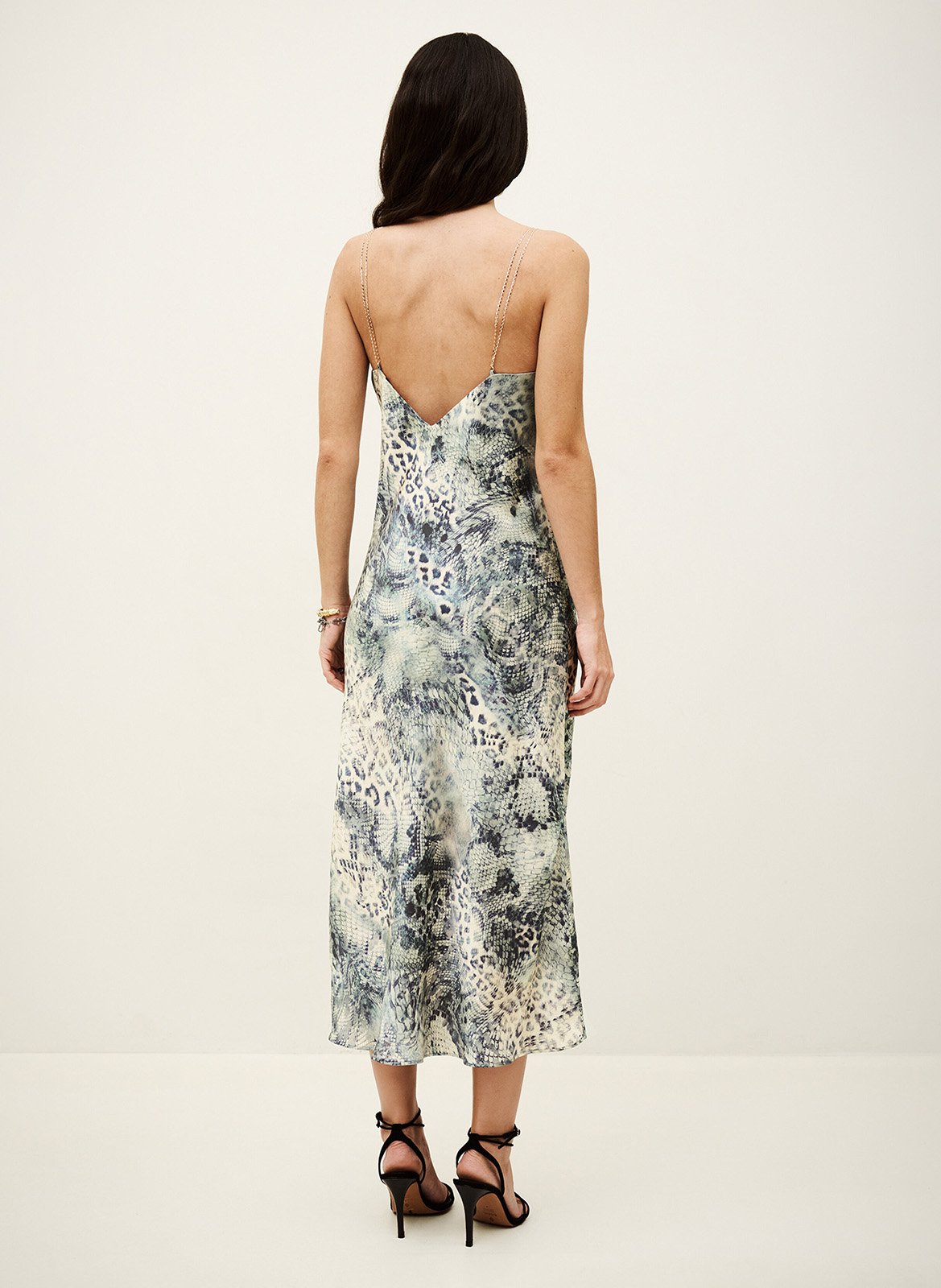 Lange jurk met V-hals en print BA&SH Blue