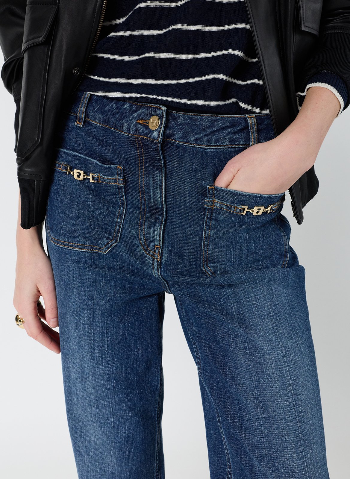 Hoch sitzende gerade geschnittene Raw-Denim-Jeans GERARD DAREL Blau