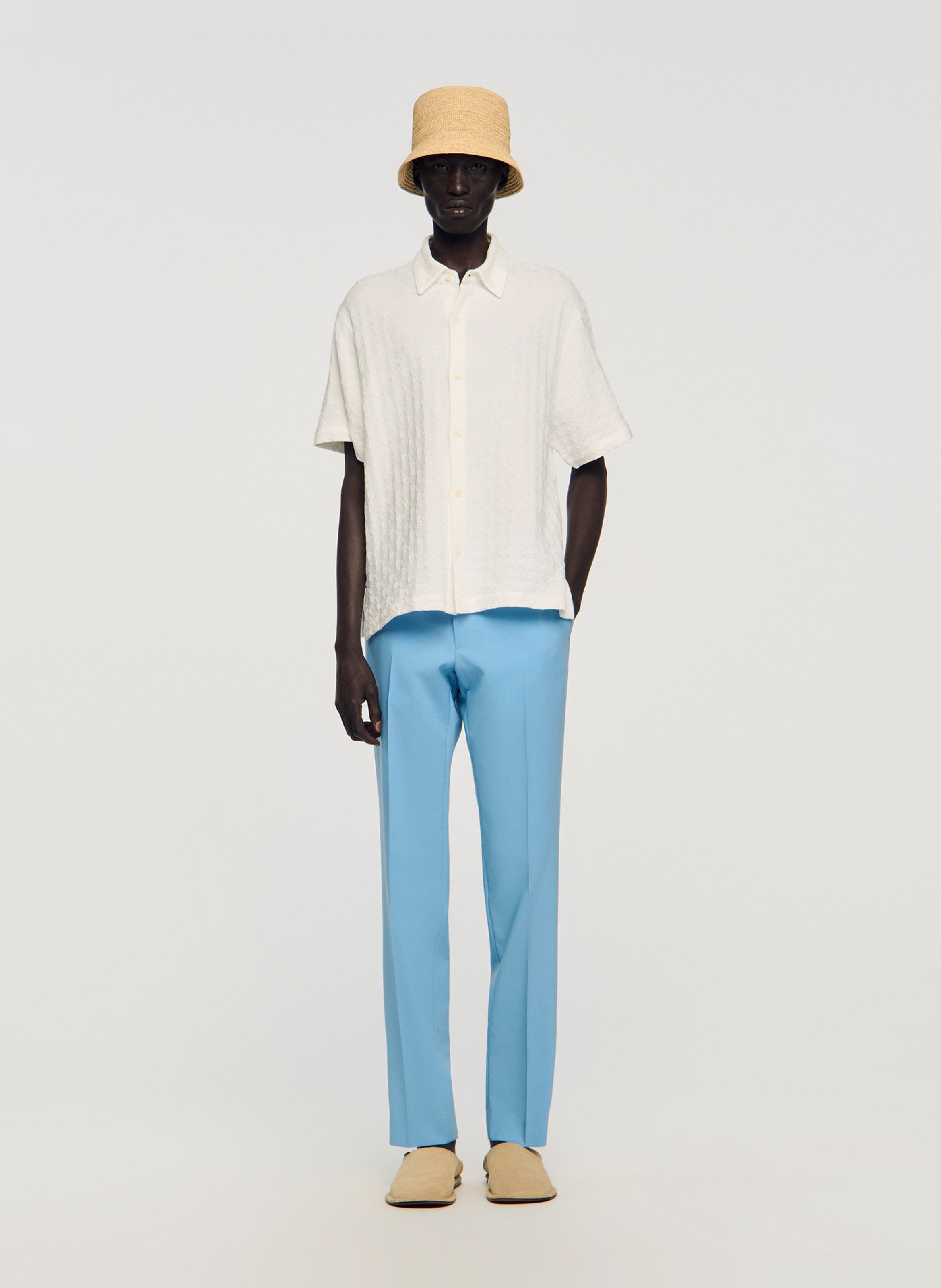 Chemise col classique en coton SANDRO Blanc