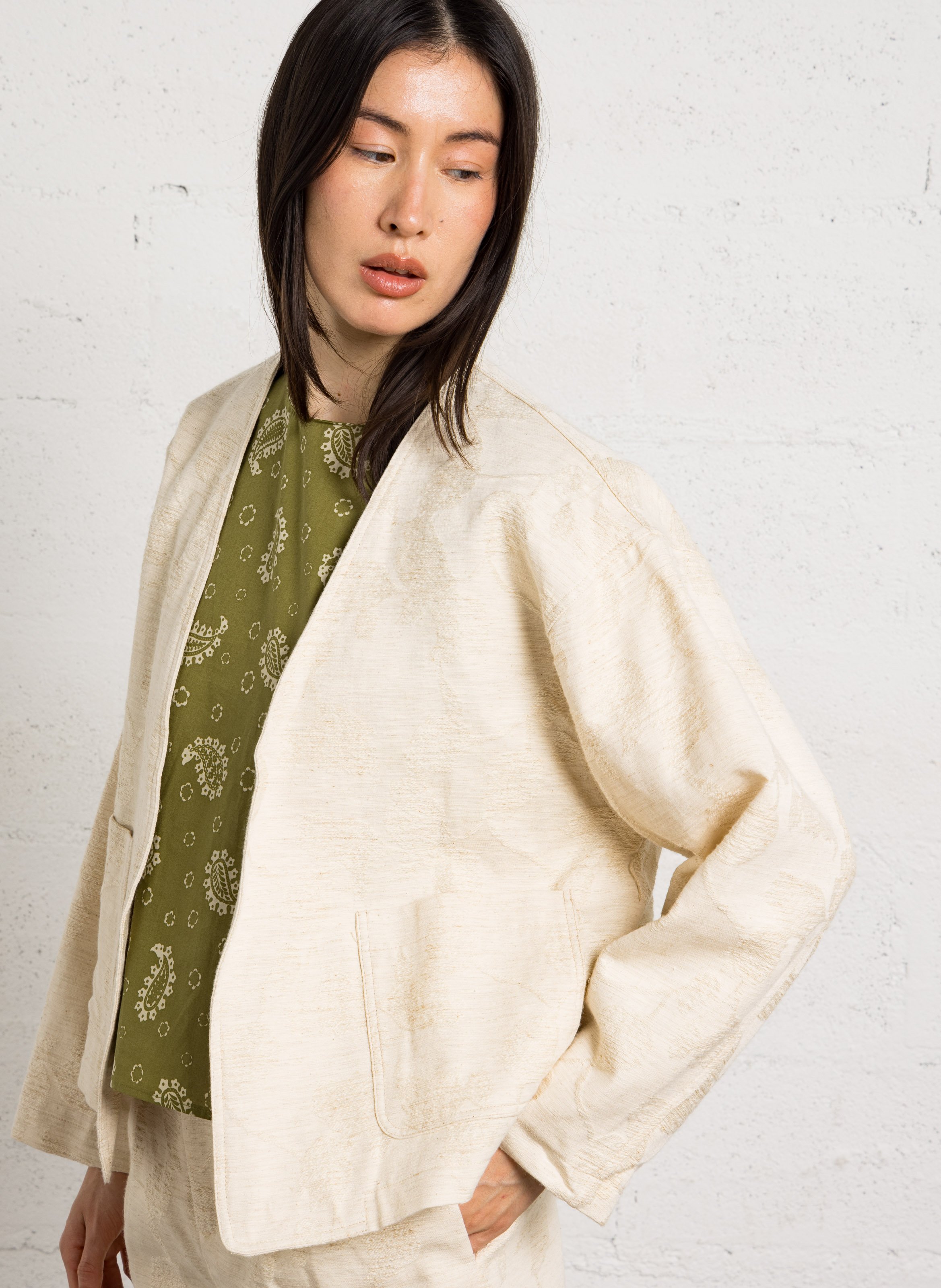 Belted cotton and linen jacket THE KORNER White