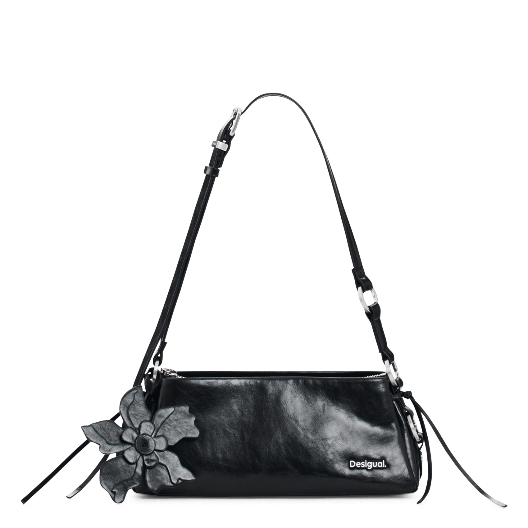 Sac porté épaule uni à fleurs DESIGUAL Noir