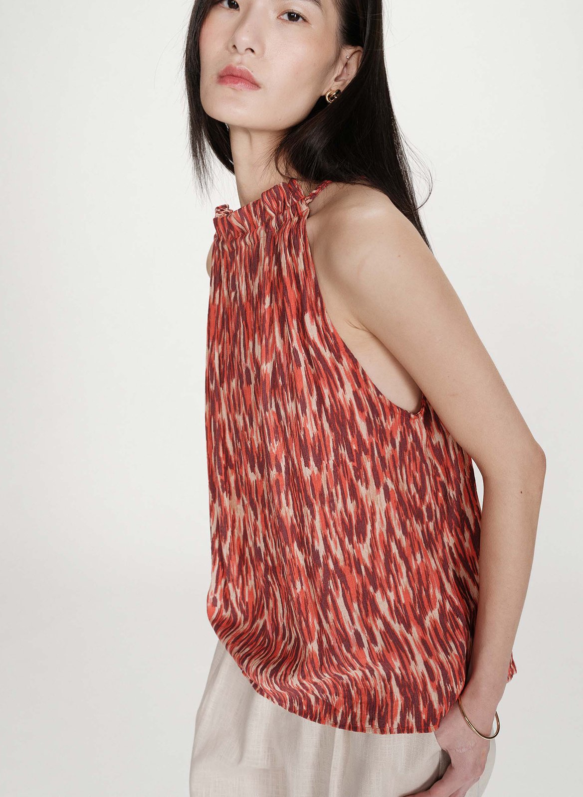 Top droit col rond imprimé GRACE ET MILA Rouge