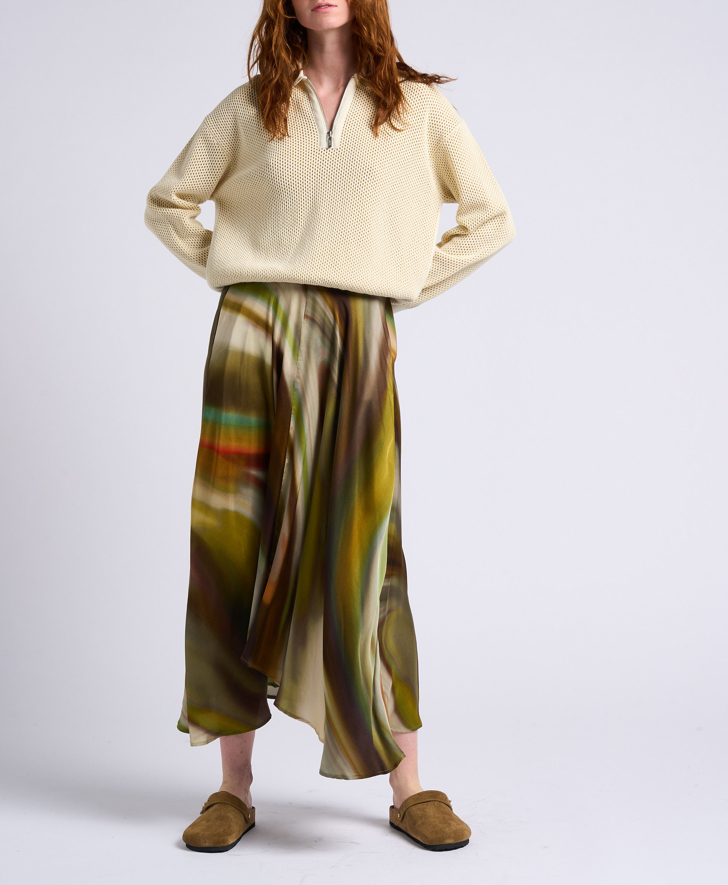 Long asymmetric skirt DIEGA Multicolored