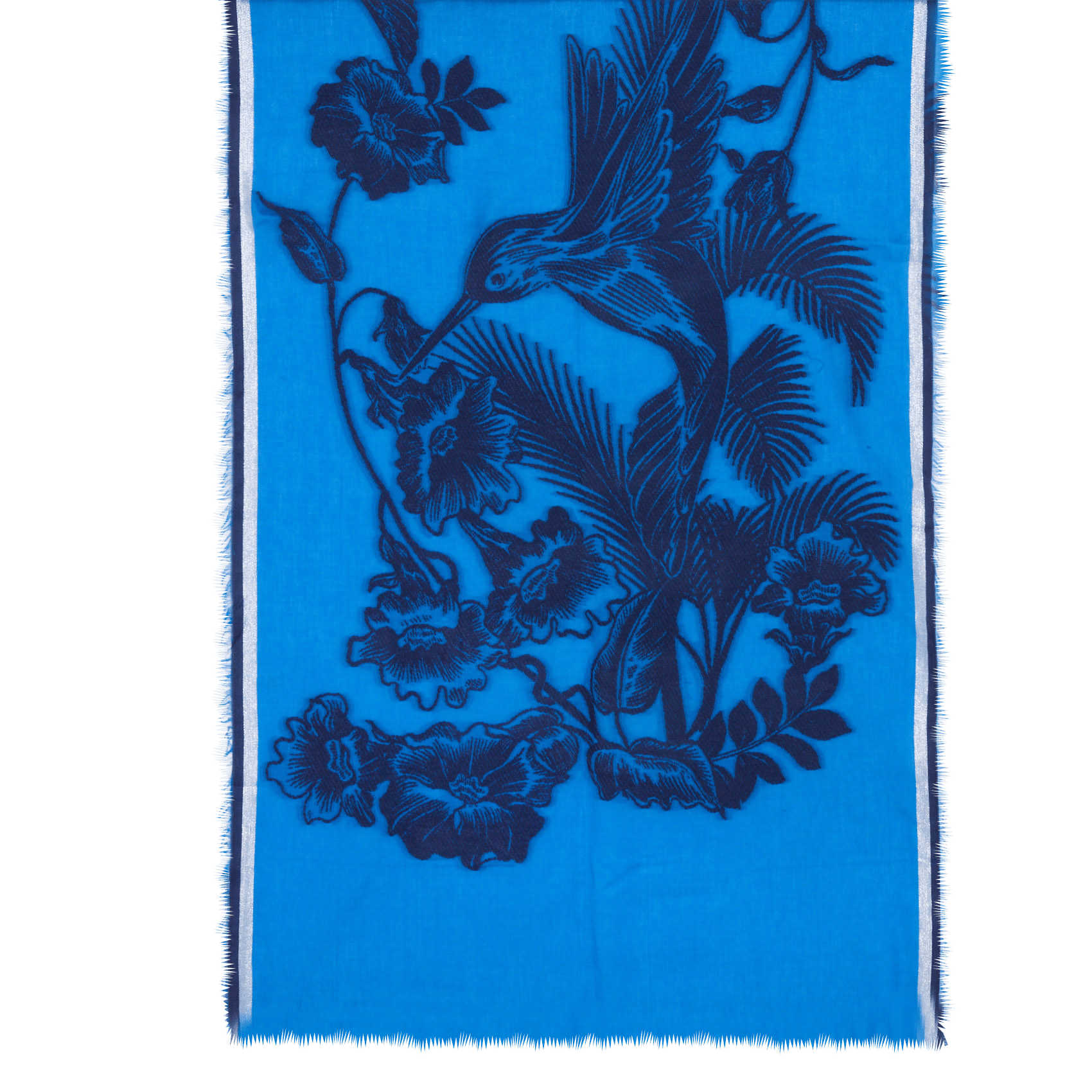 Foulard motif jacquard en coton mélangé LA FEE MARABOUTEE Bleu