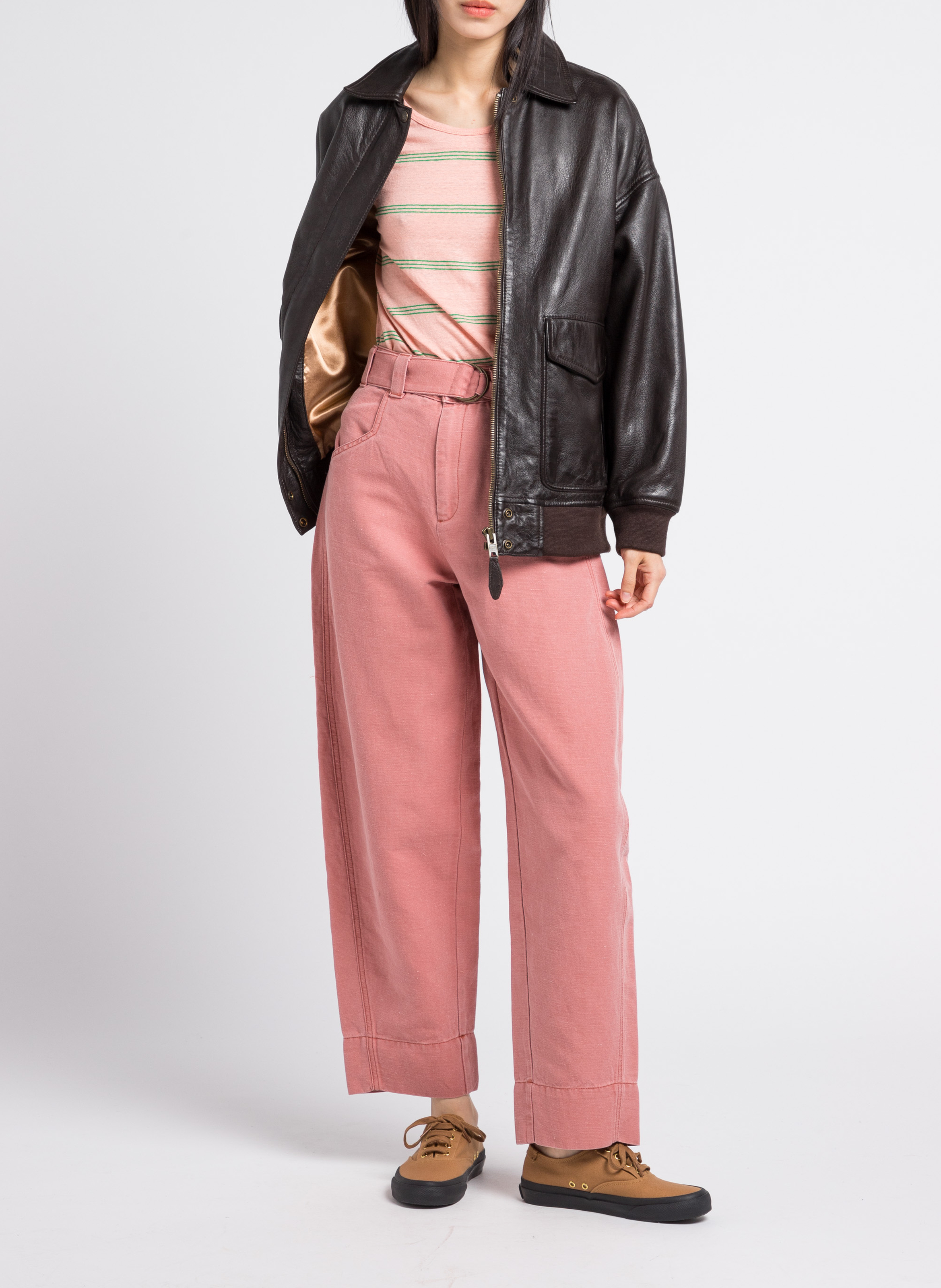 Oversized leather jacket SCHOTT Brown