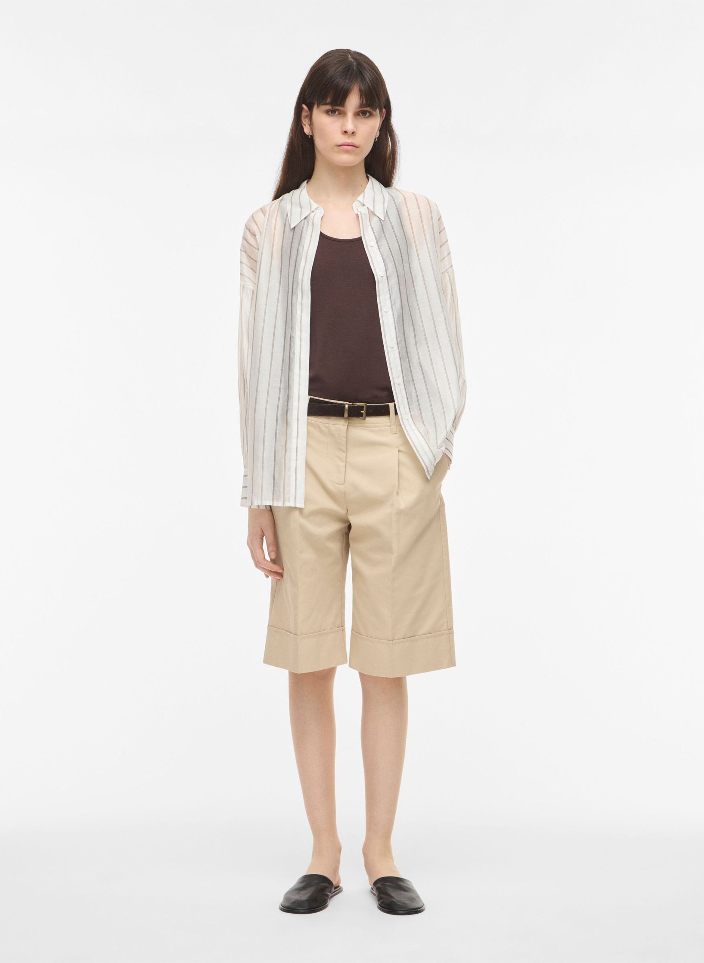 Loose-fit striped shirt ROUGE EDIT Beige
