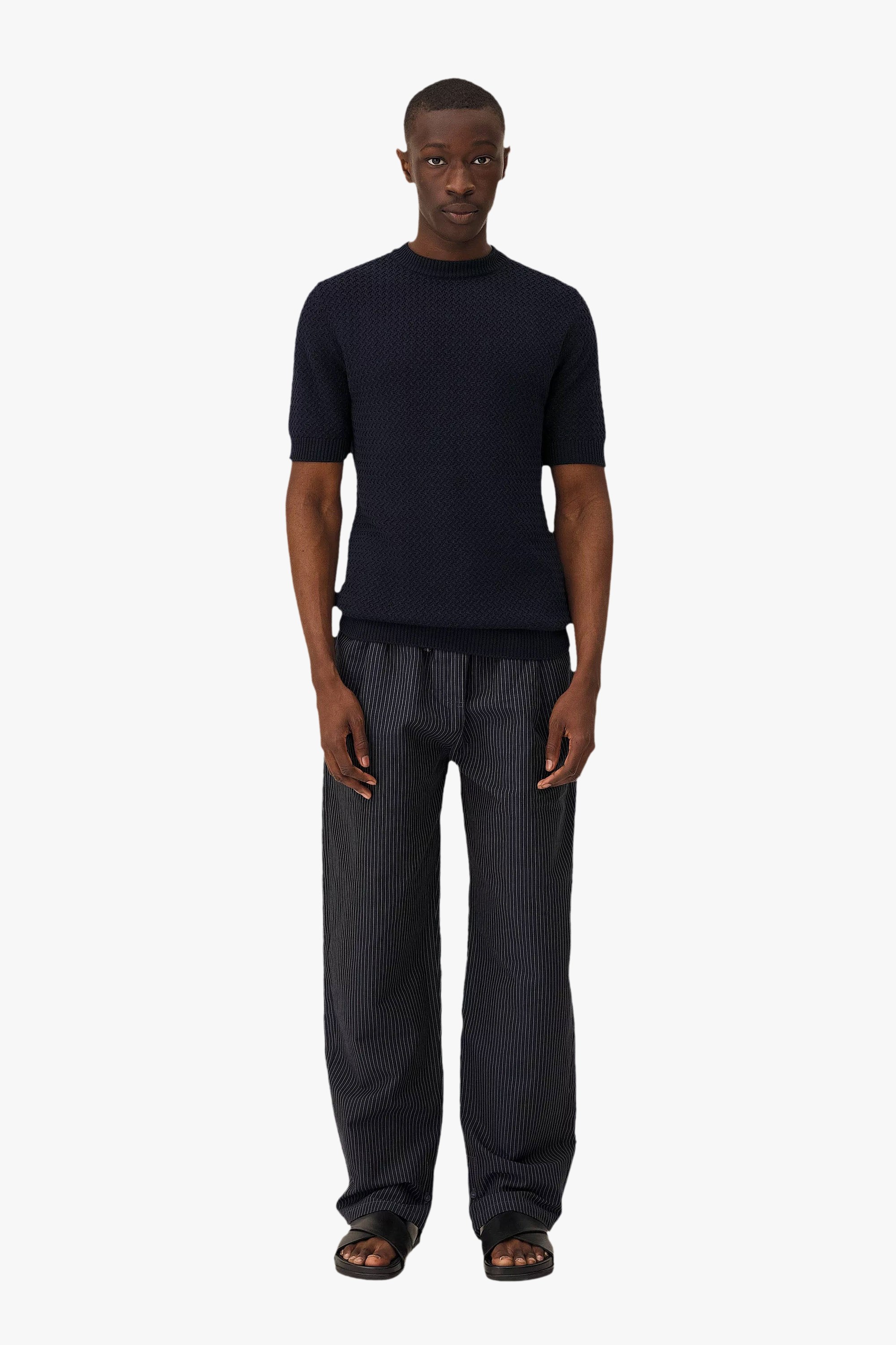 Short-sleeved knit madera | Blue Noyoco Men