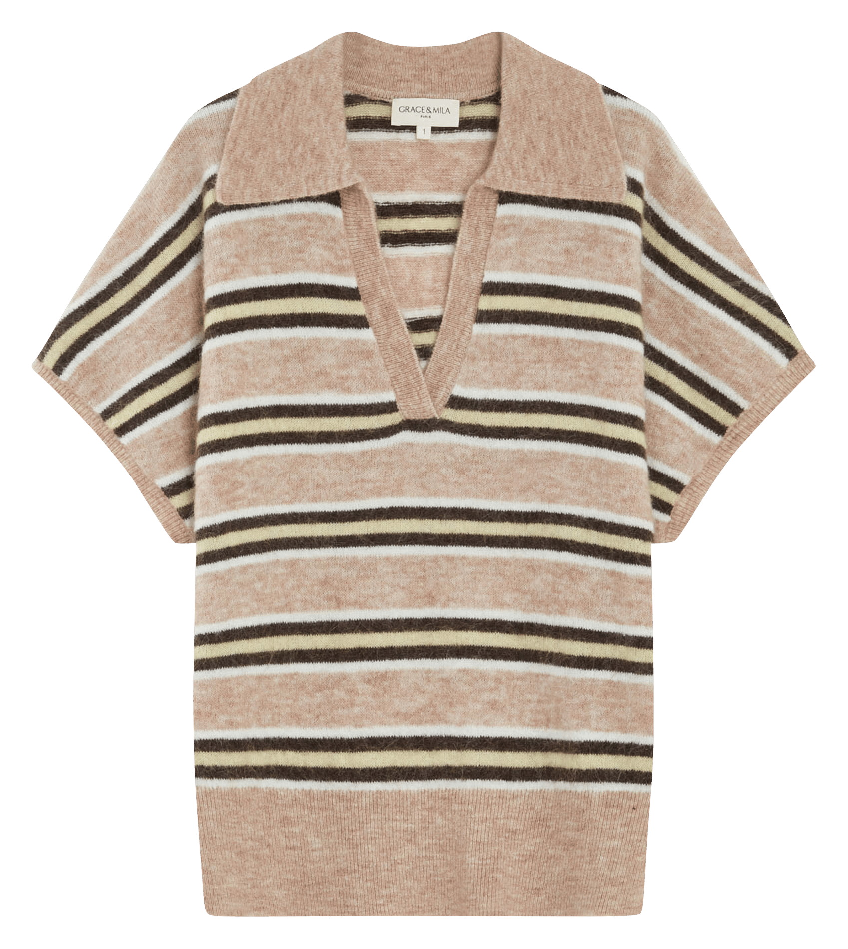 Pull col polo GRACE ET MILA Beige
