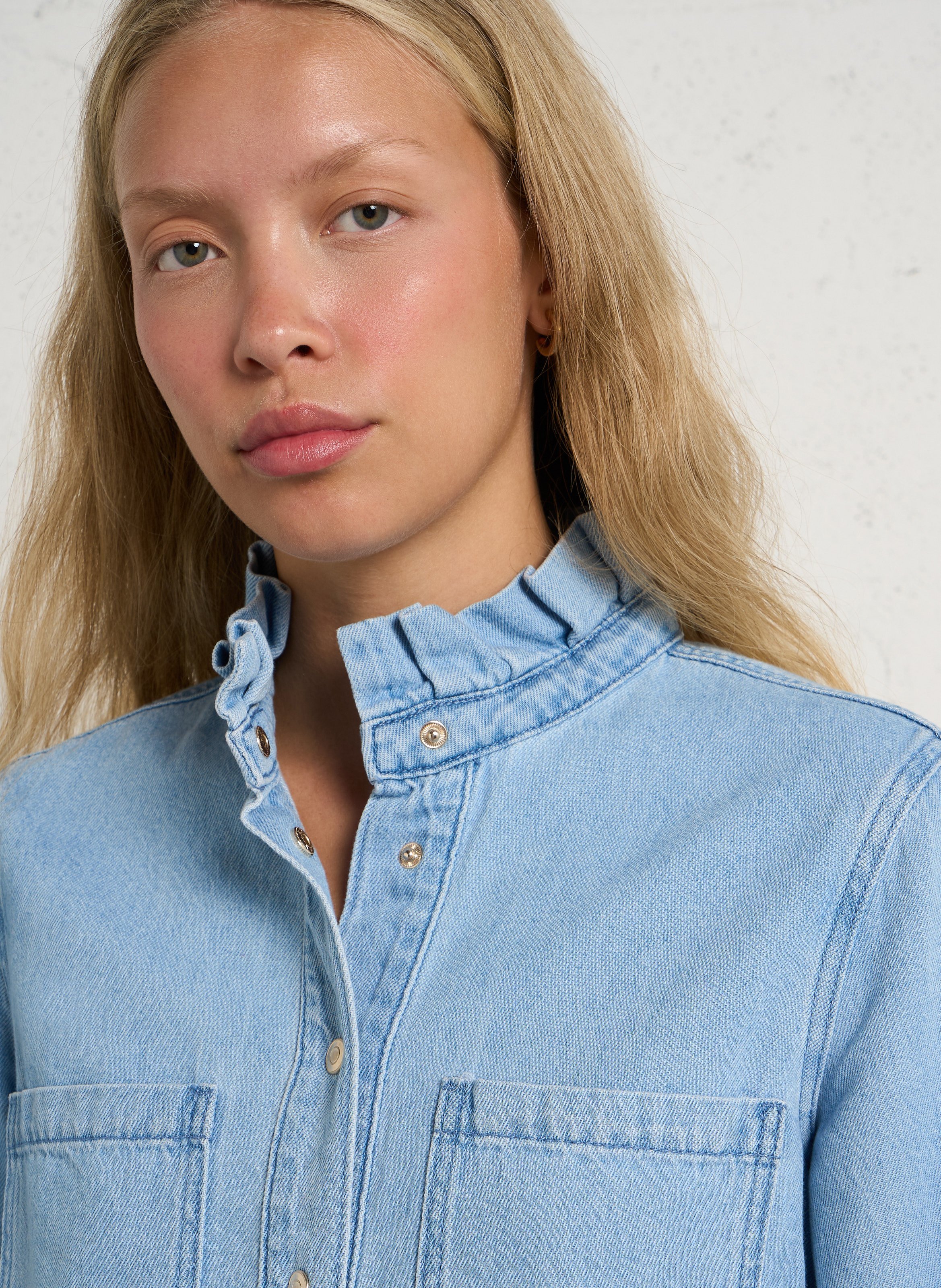High-neck cotton shirt MAISON 123 Blue