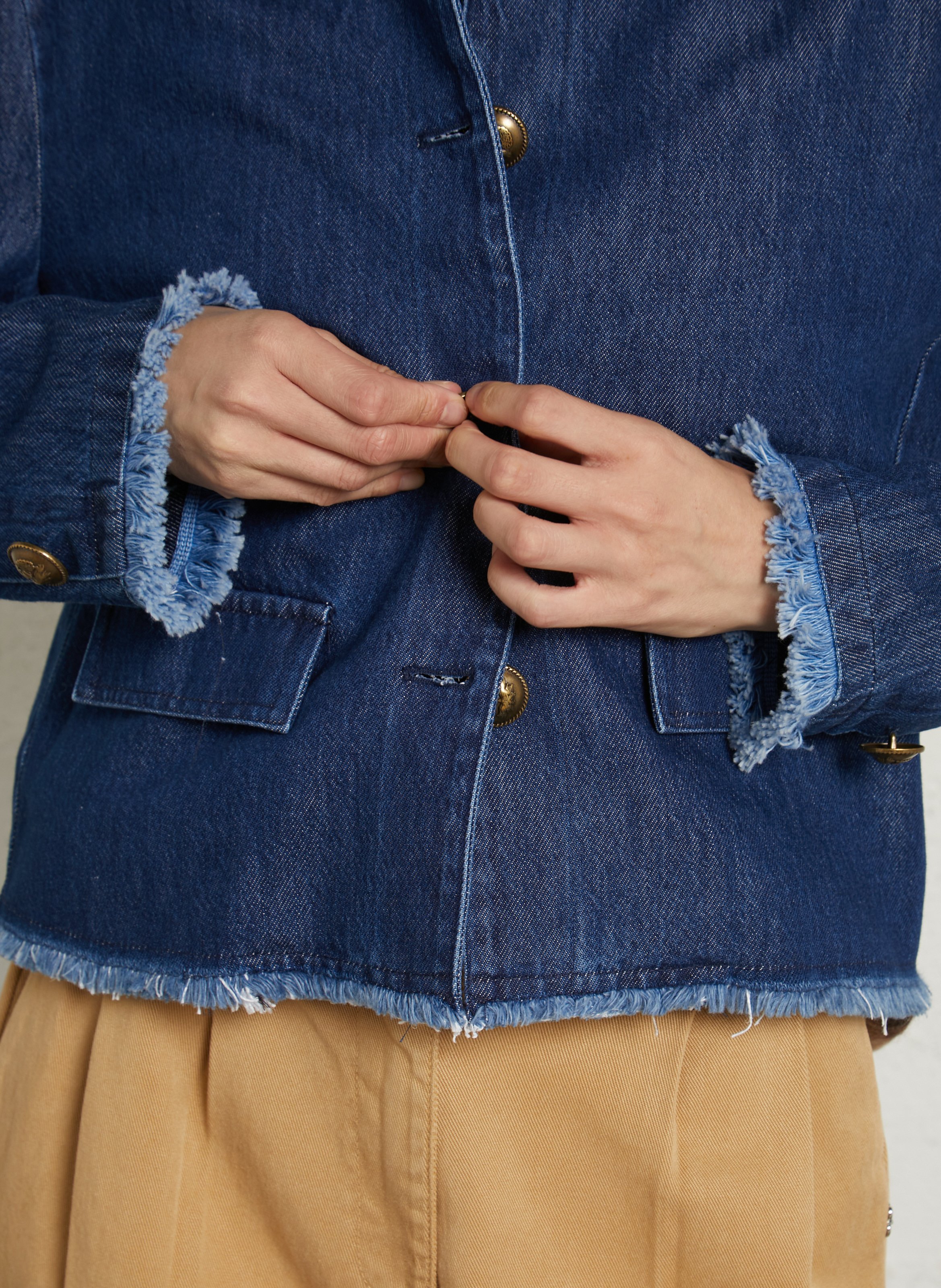 Straight denim jacket in blended cotton PLEASE Blue