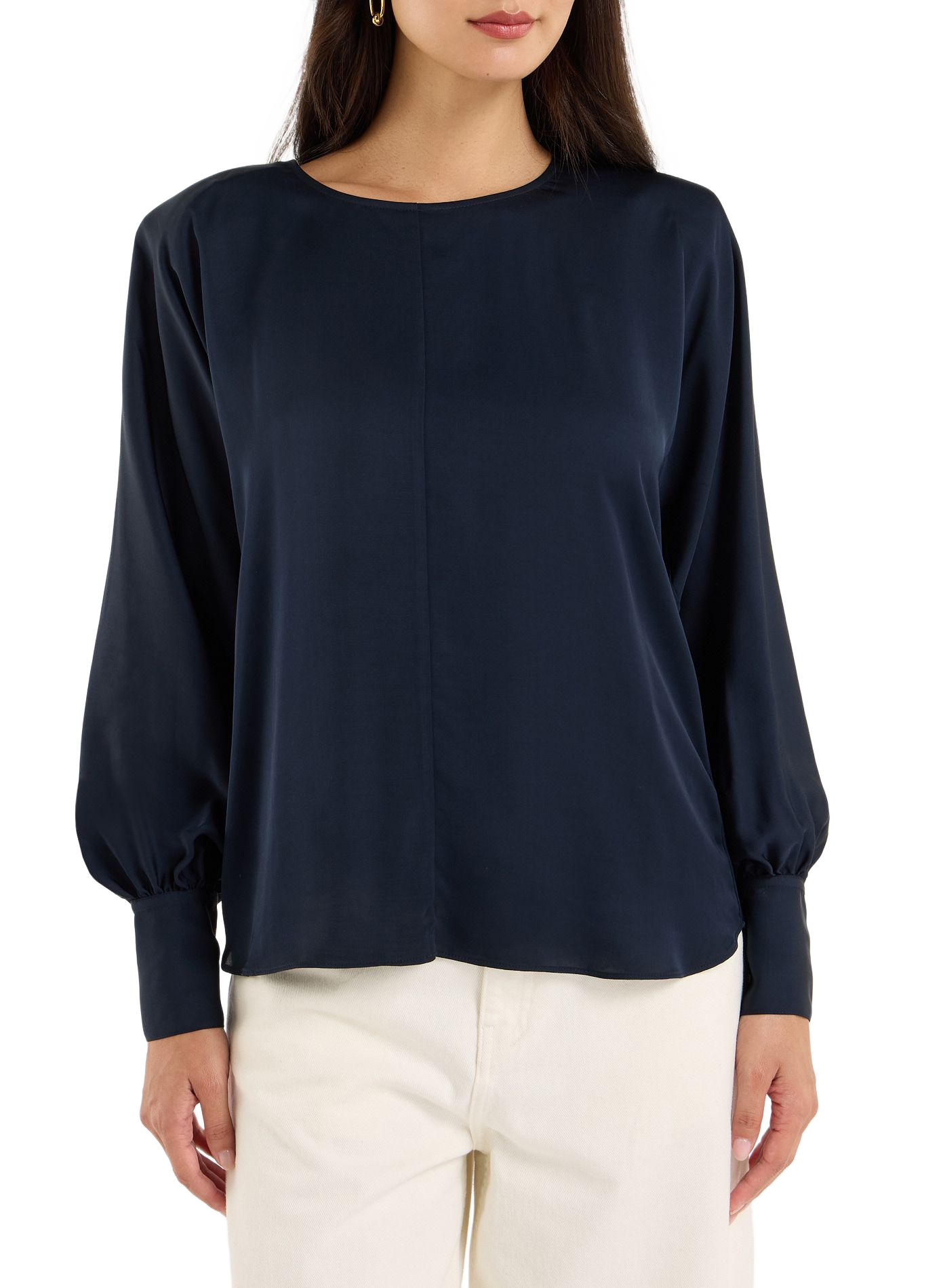 Long-sleeve satin top SAISON 1865 Blue