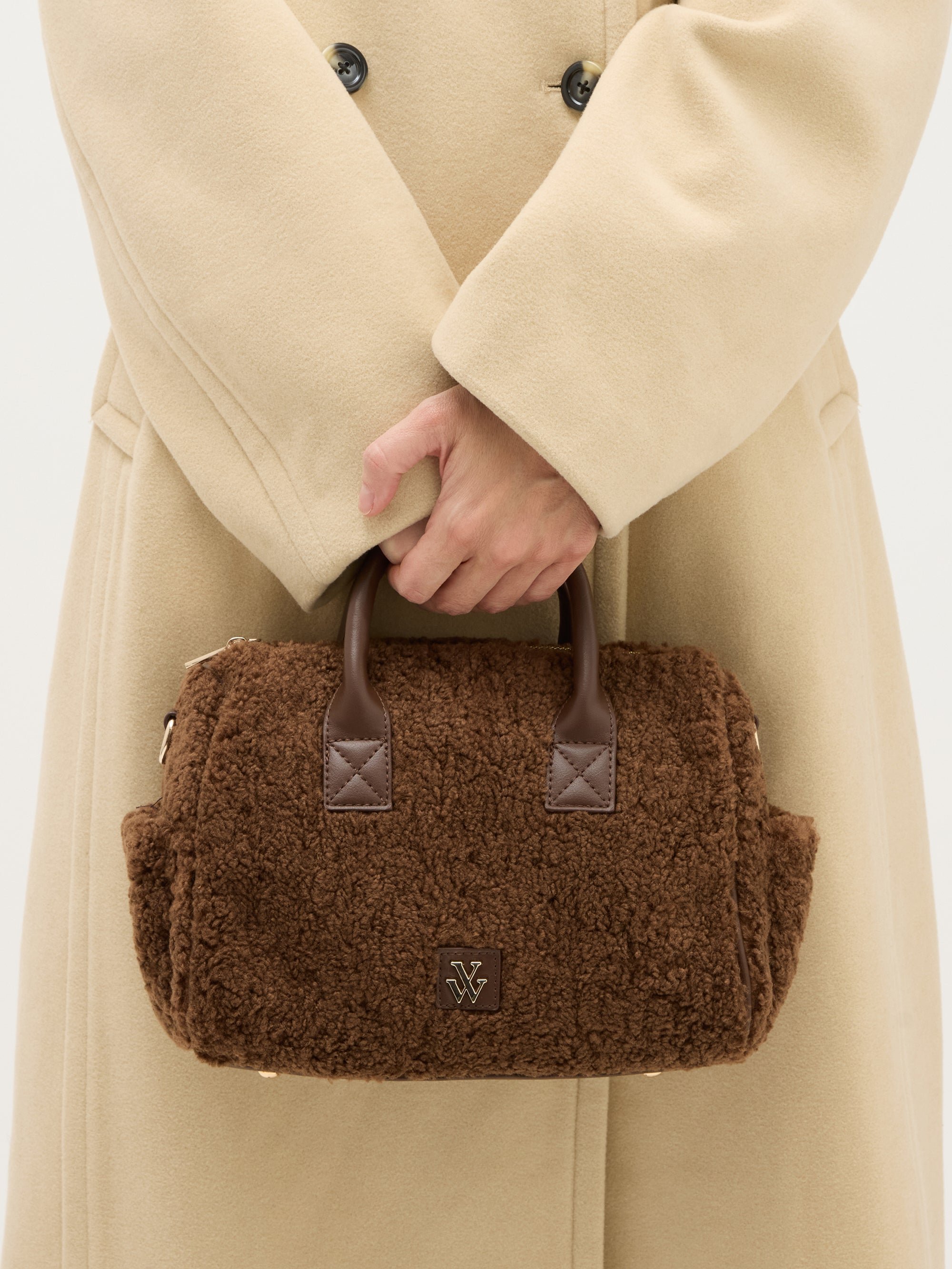 Mini bowling bag with shoulder strap | Brown VANESSA WU Women