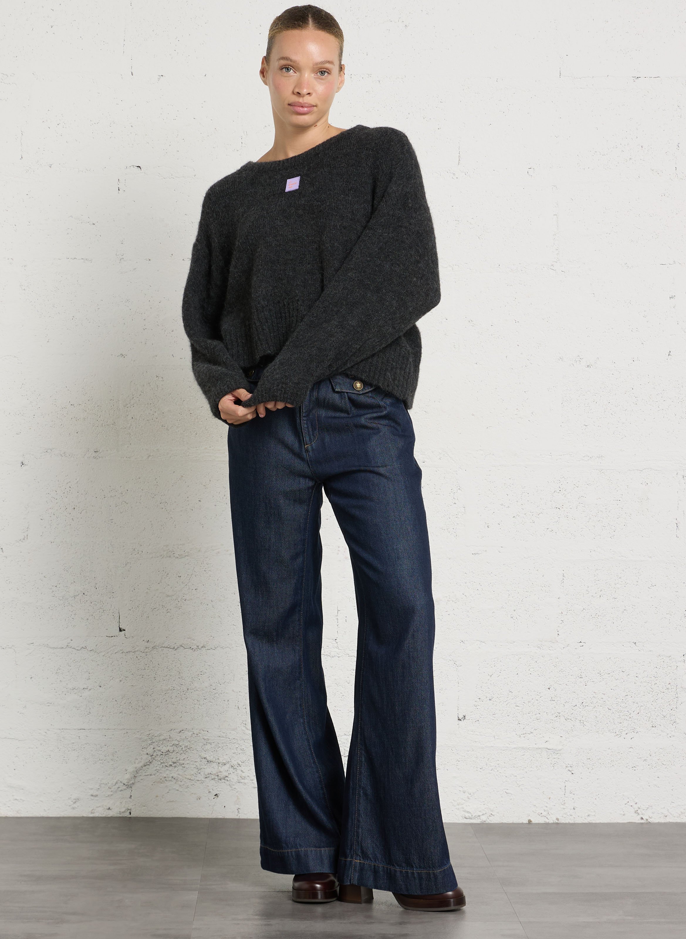 Oversized Knit Sweater AMERICAN VINTAGE Grey