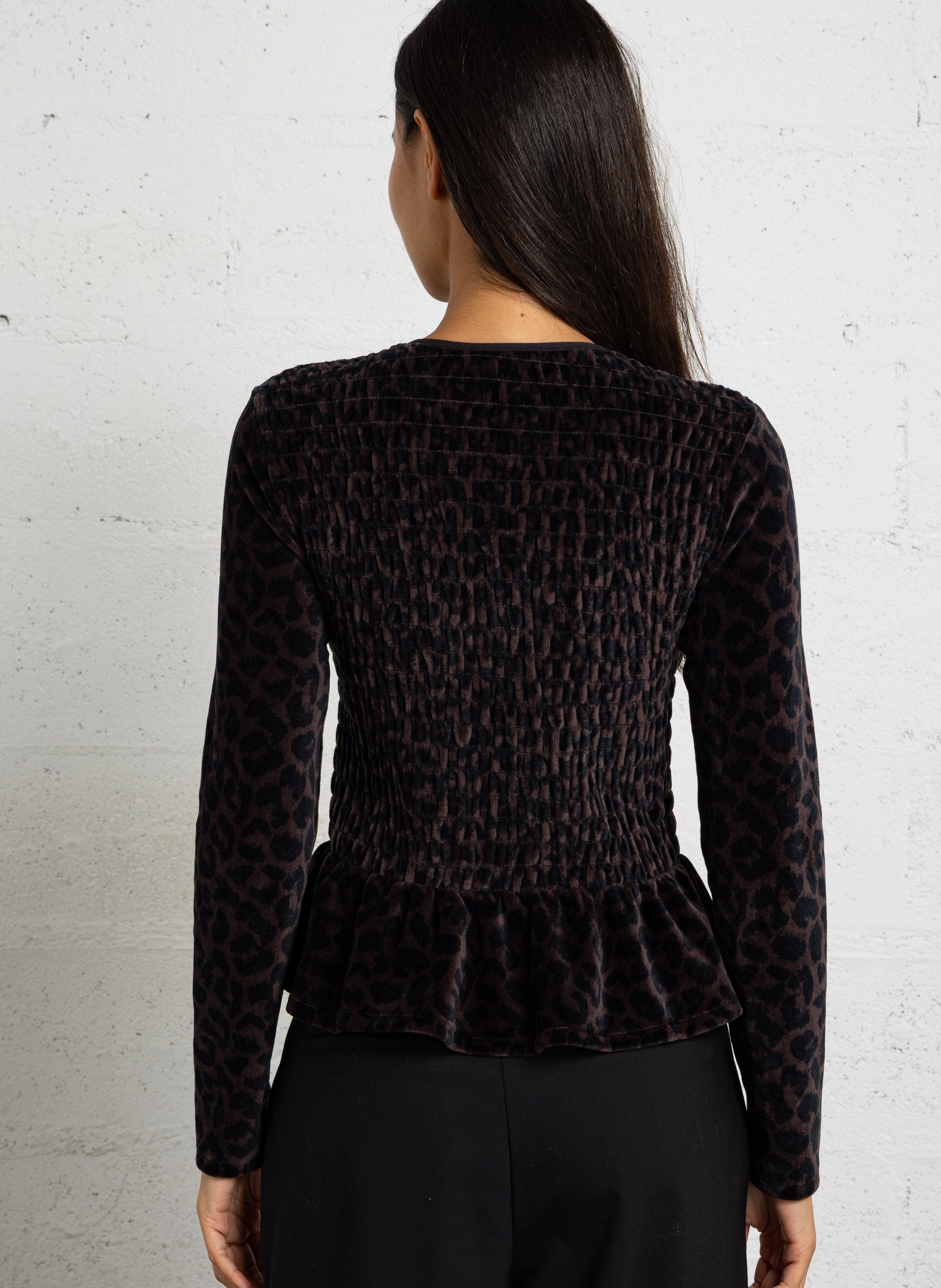 Gerades Top mit Rundhalsausschnitt und Print aus Baumwoll-Mix DES PETITS HAUTS Braun