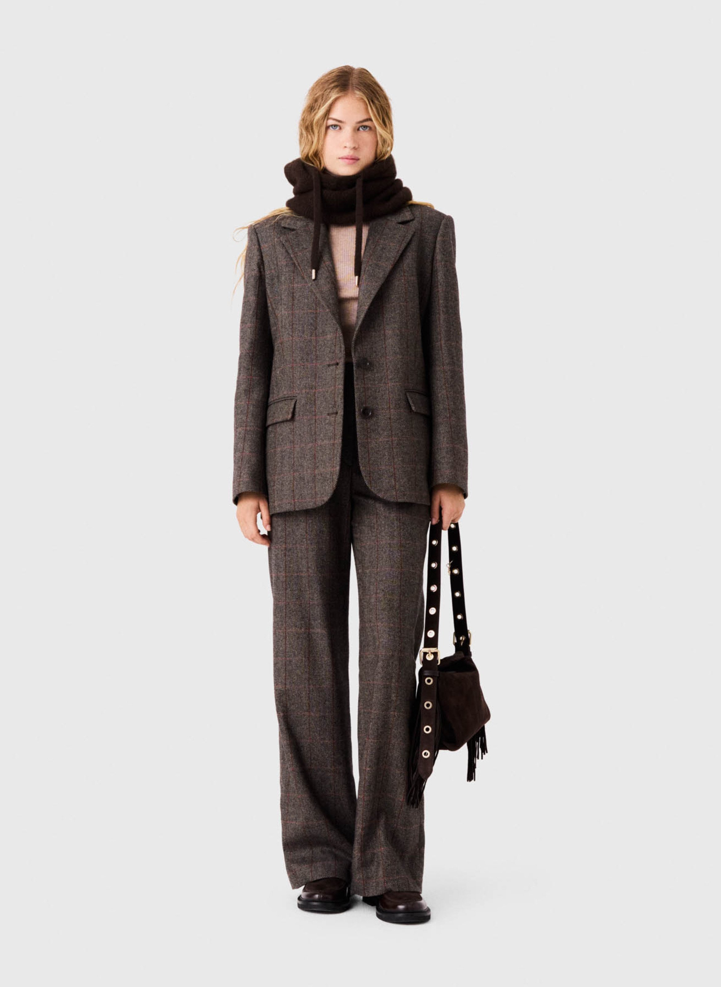Rechte blazer | wolblend MAJE Bruin