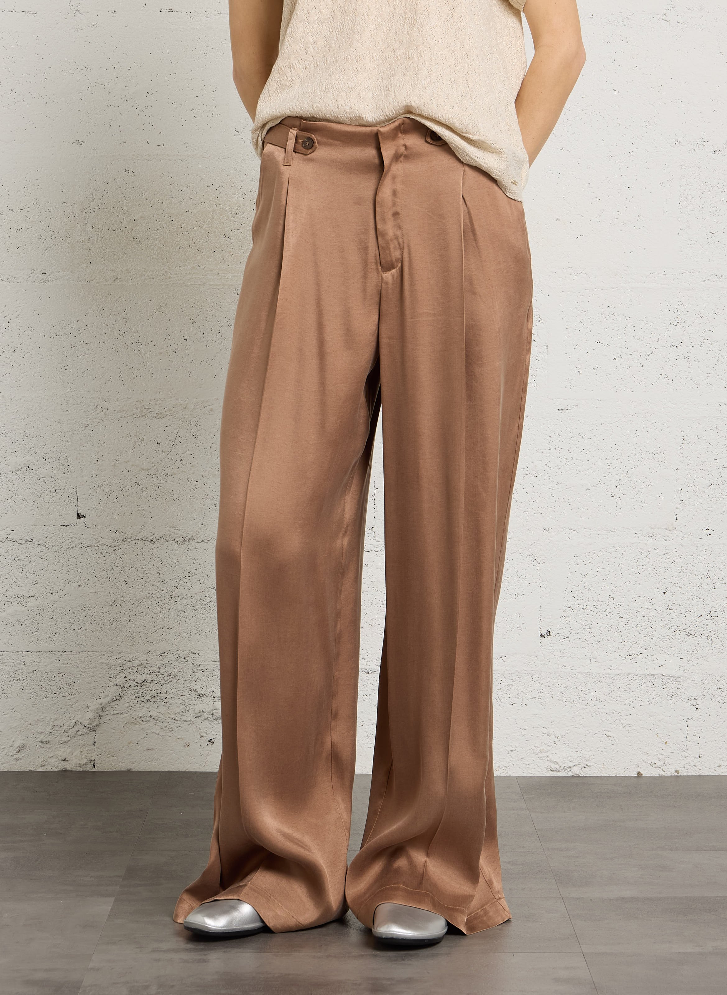 Weite, satinierte Hose IKKS Braun