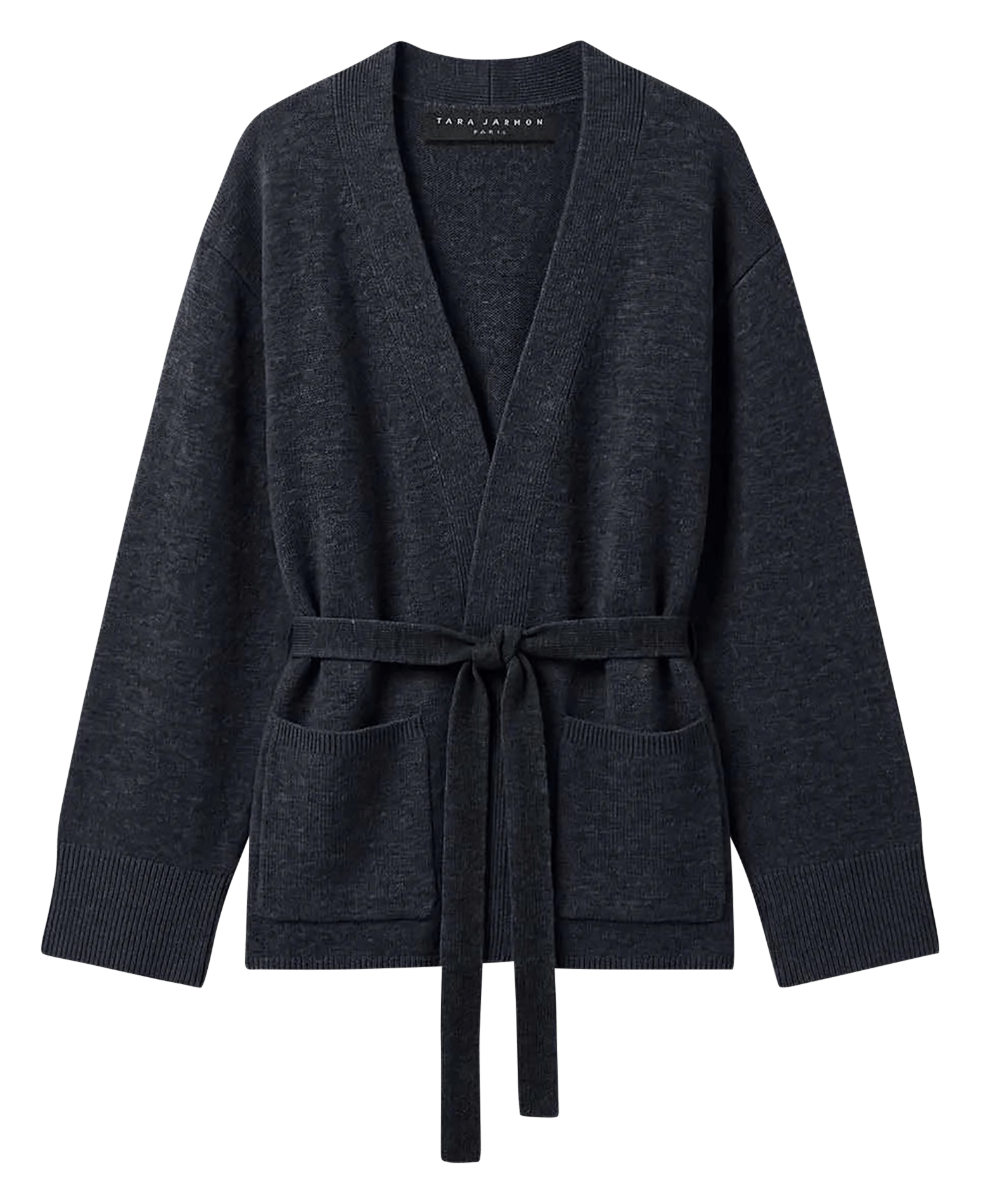Lange Wickelstrickjacke aus Wollmischung TARA JARMON Grau