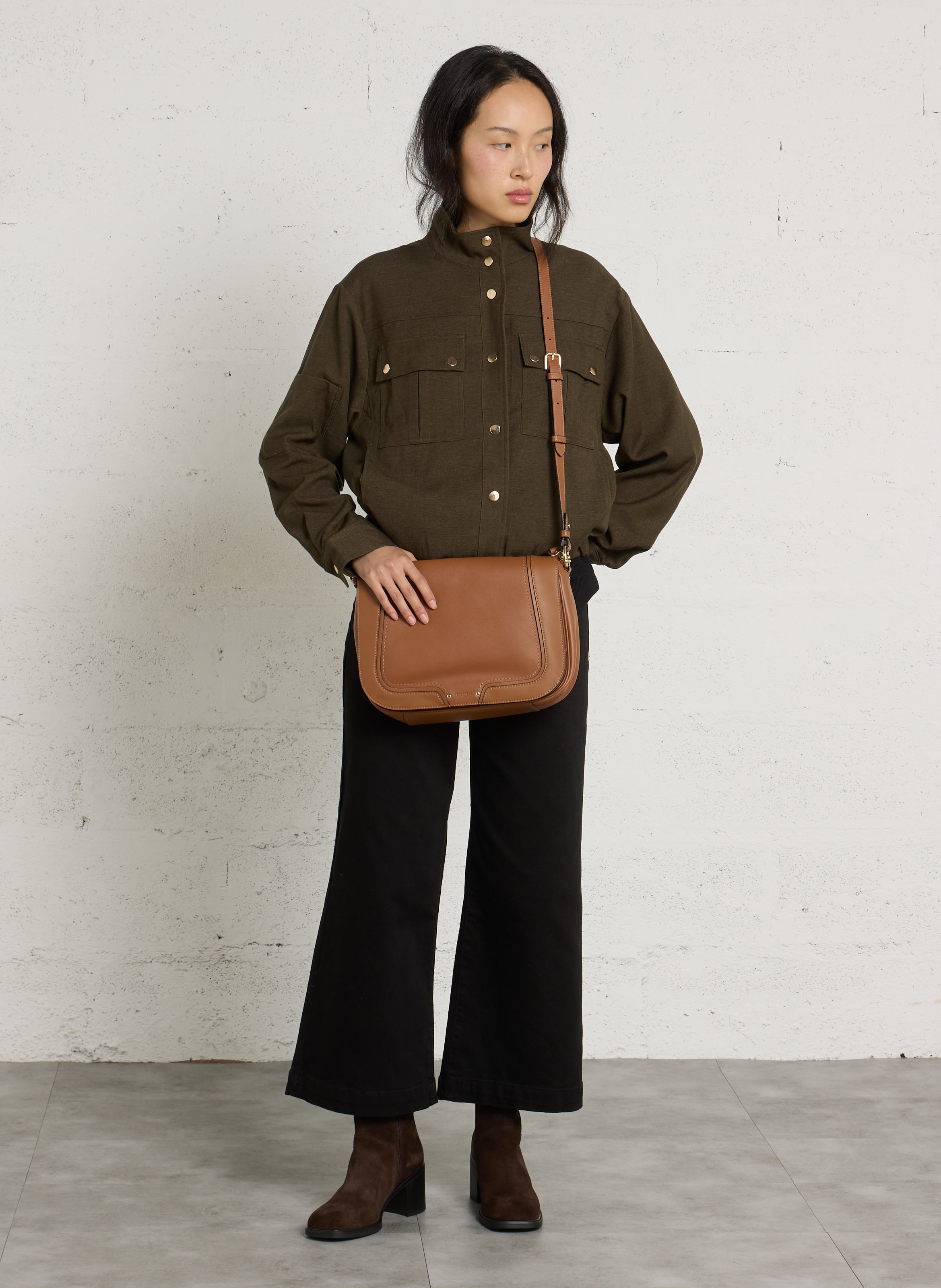 Sac bandoulière en cuir LE TANNEUR Marron